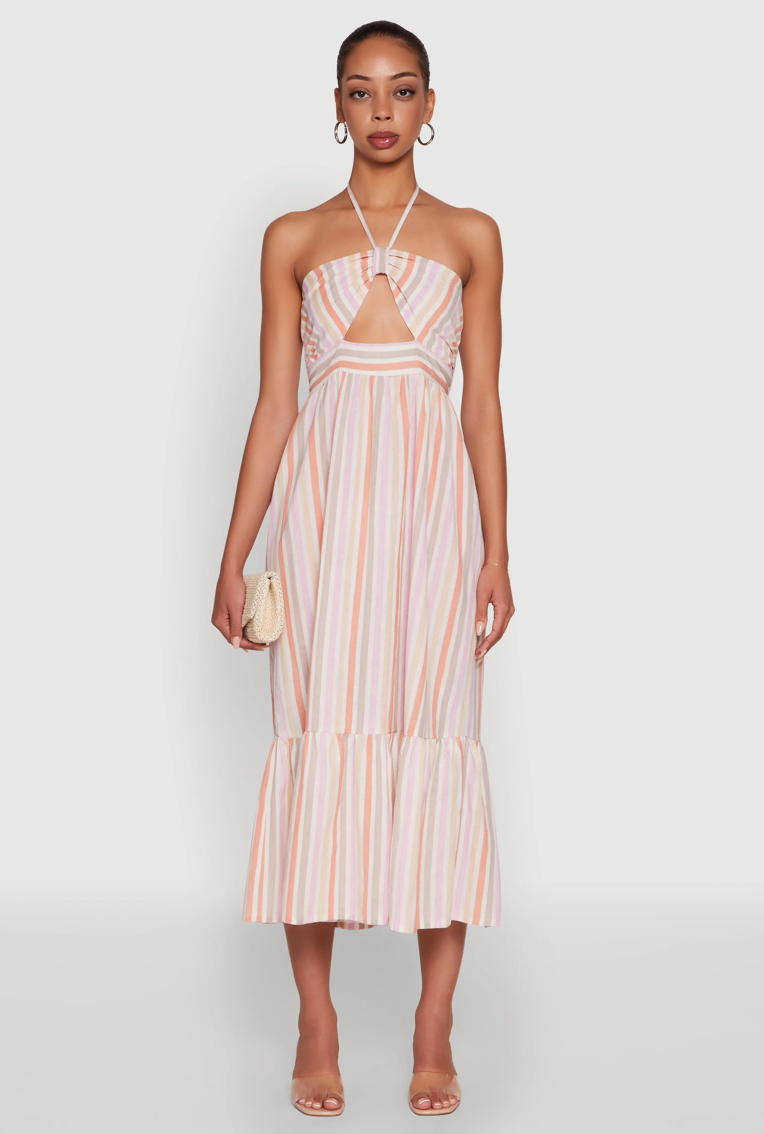 Spoon Jeans Striped Keyhole Halter Sundress sold by Rainbow product image thumbnail 2