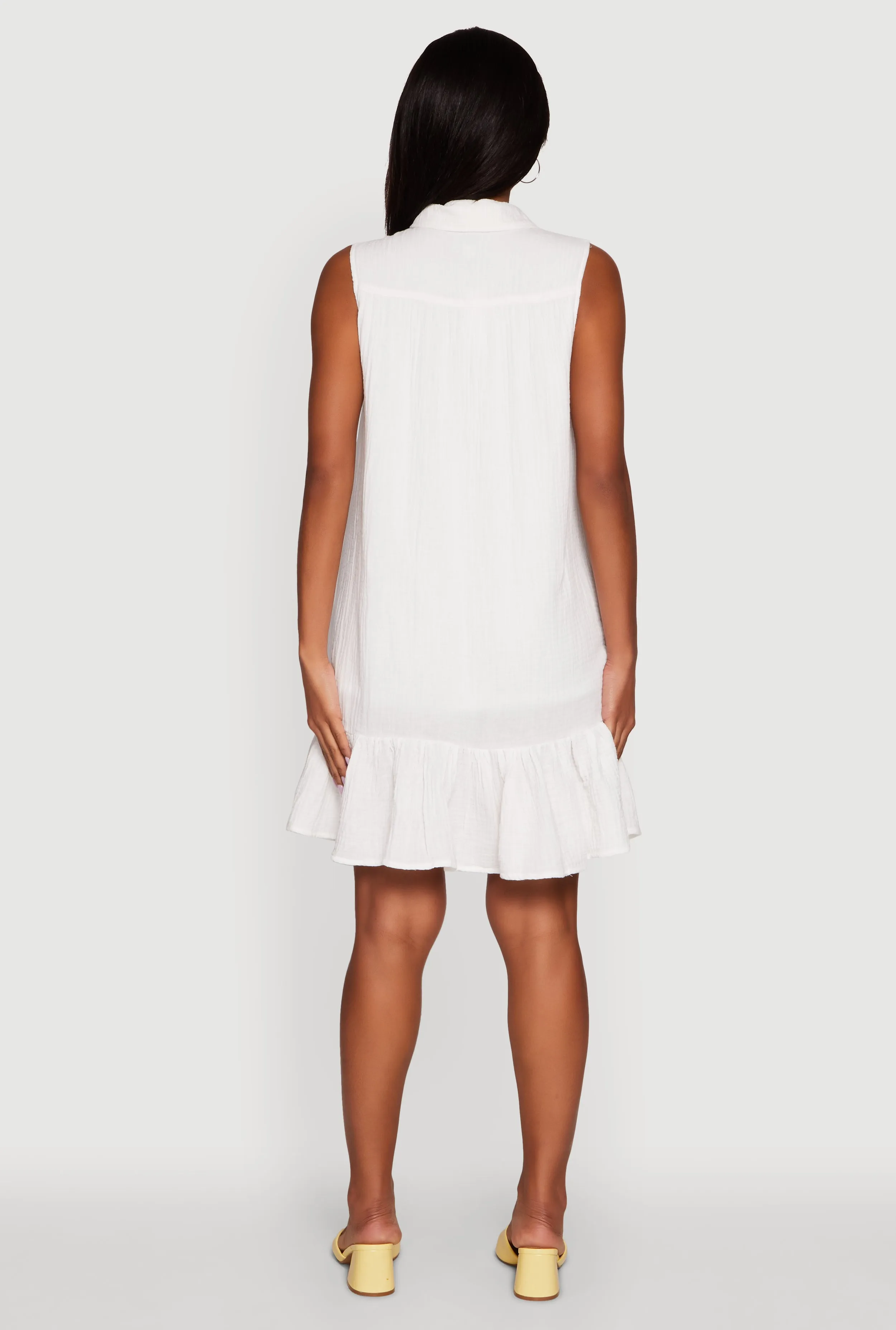 Chic Gauze Knit Button Front Peplum Hem Dress sold by Rainbow product image thumbnail 5