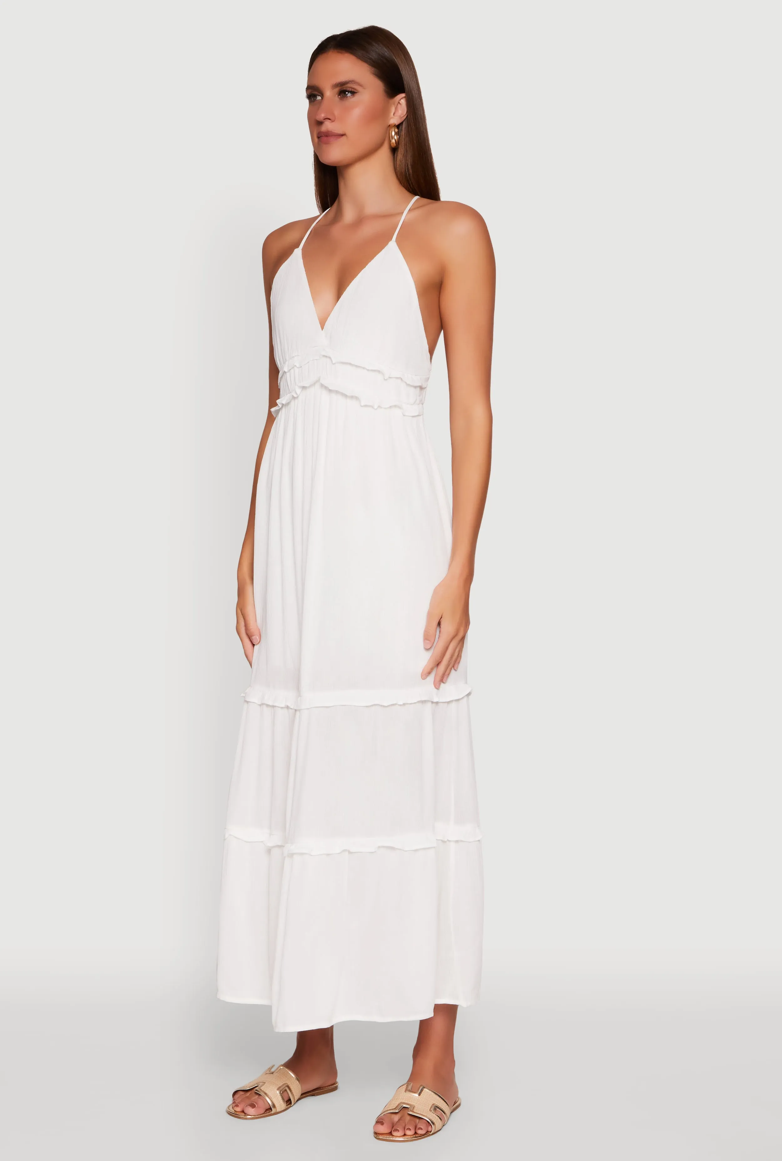 Gauze Knit Sleeveless Maxi Tiered Sundress sold by Rainbow product image thumbnail 3