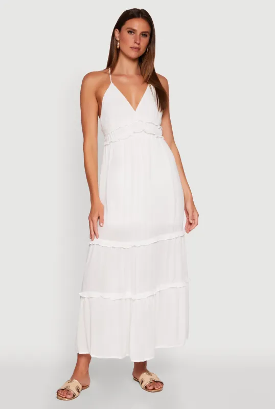 Gauze Knit Sleeveless Maxi Tiered Sundress sold by Rainbow
