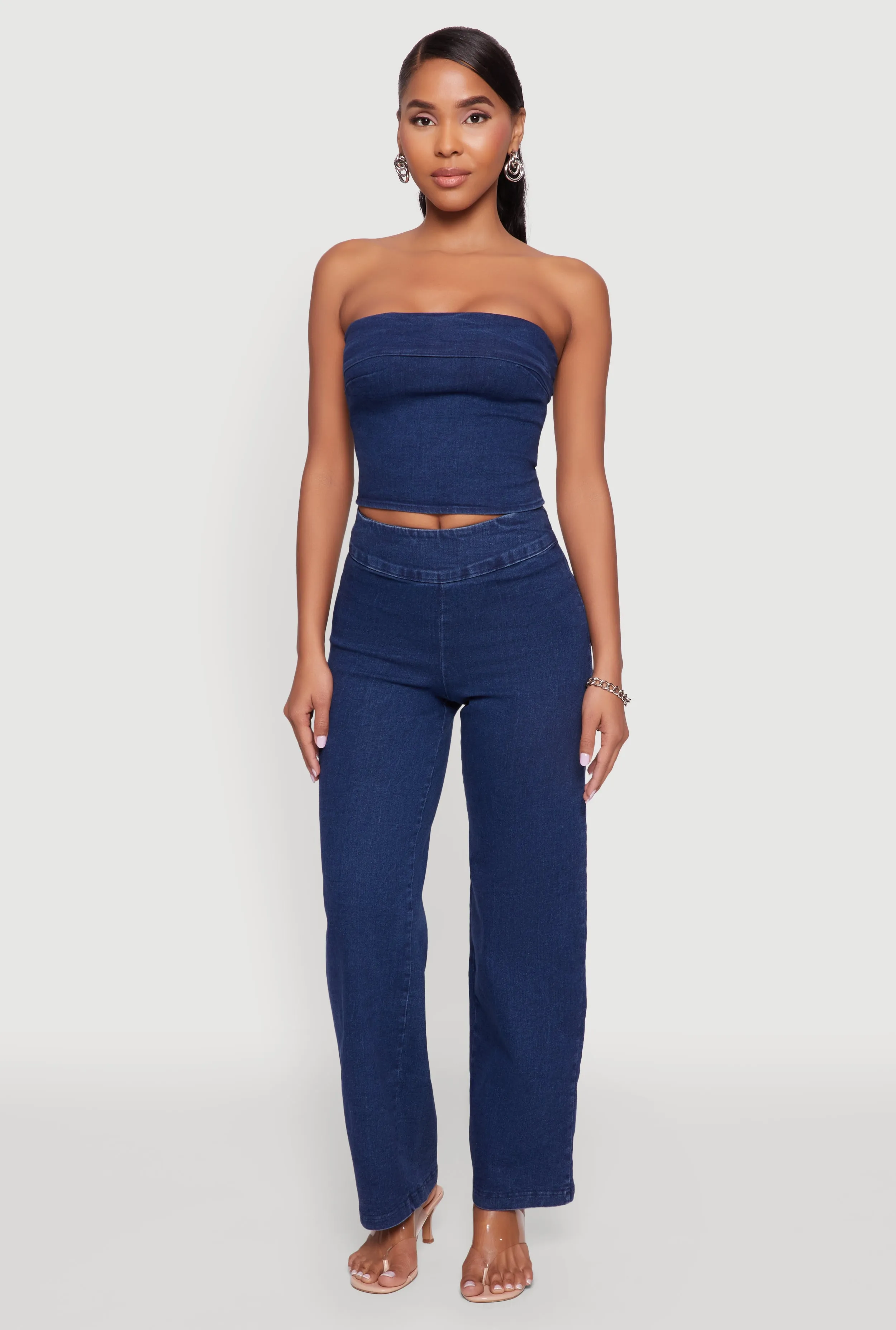 Haute Monde High Waisted Wide Leg Jeans sold by Rainbow