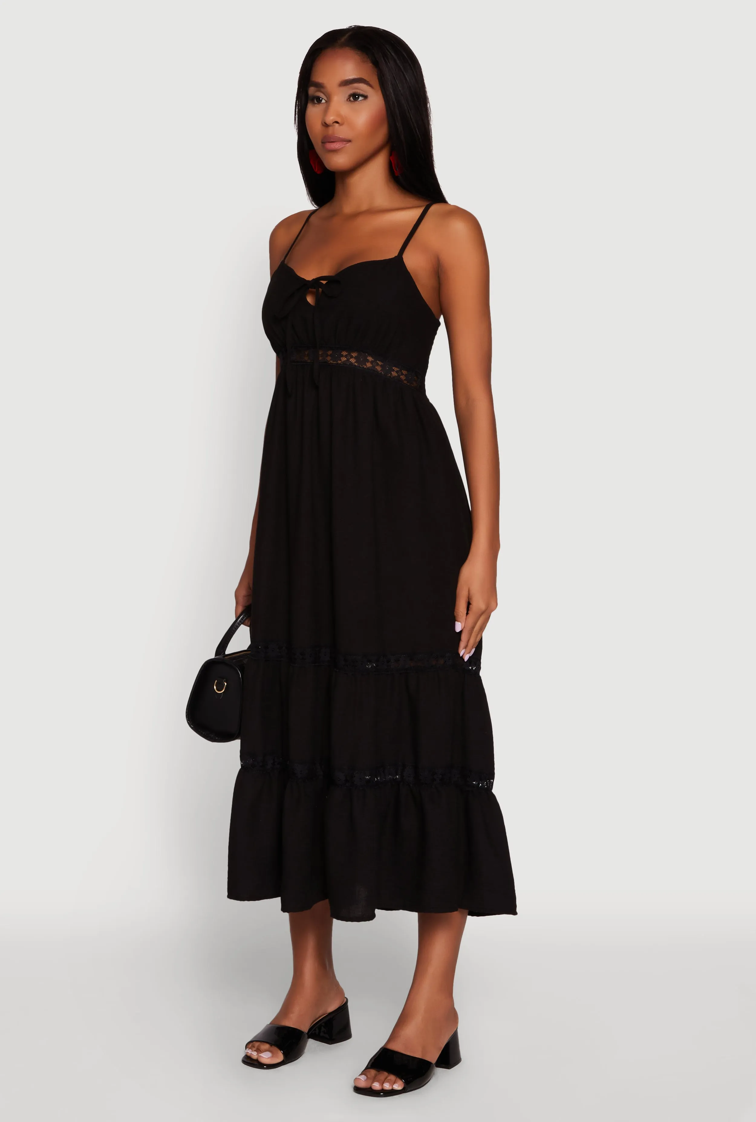 Haute Monde Gauze Knit Lace Detail Tiered Sundress sold by Rainbow product image thumbnail 3