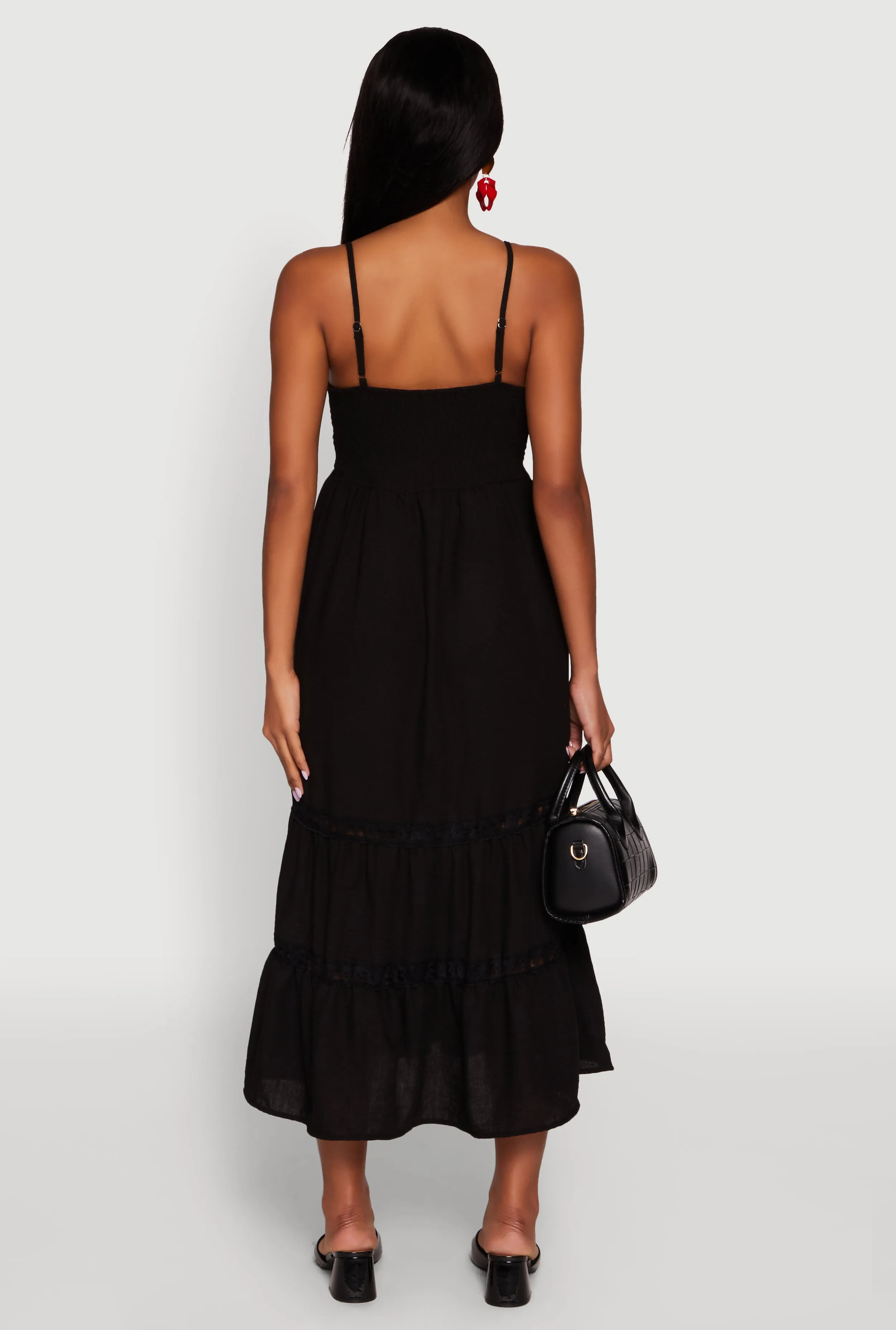 Haute Monde Gauze Knit Lace Detail Tiered Sundress sold by Rainbow product image thumbnail 5