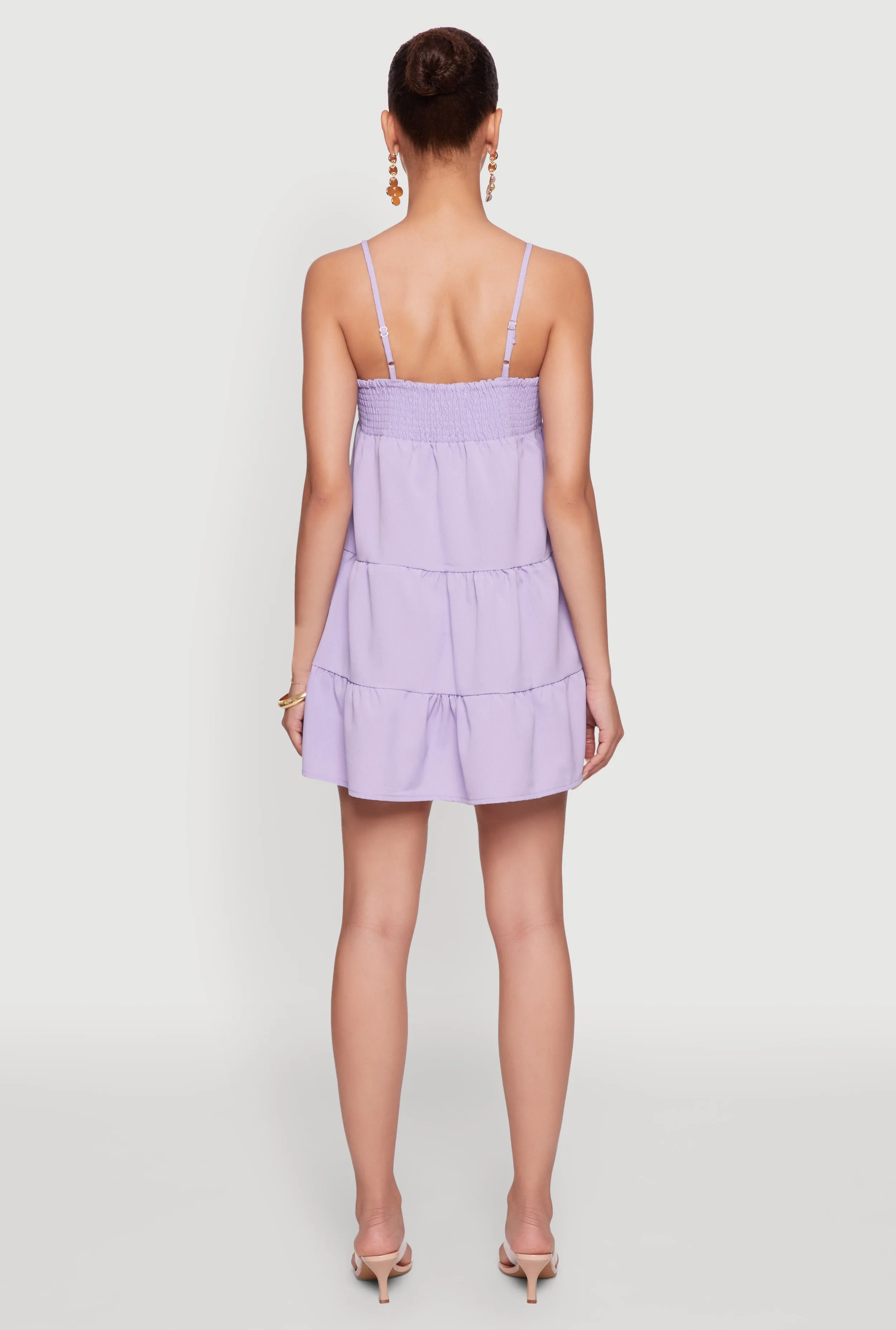 Trendy Crepe Knit Spaghetti Strap Tiered Dress sold by Rainbow product image thumbnail 4