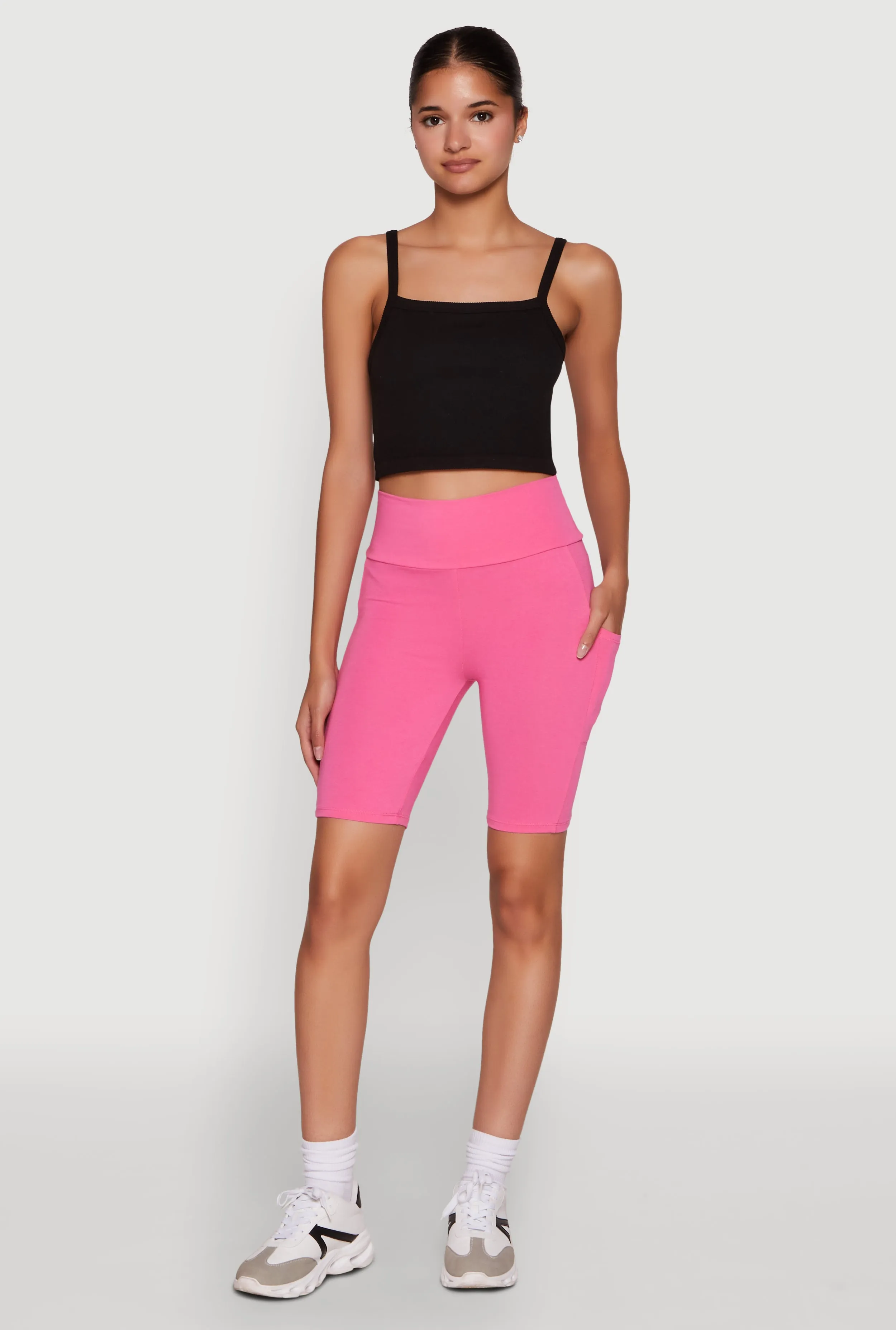 High Waisted Side Pocket Biker Shorts sold by Rainbow product image thumbnail 2