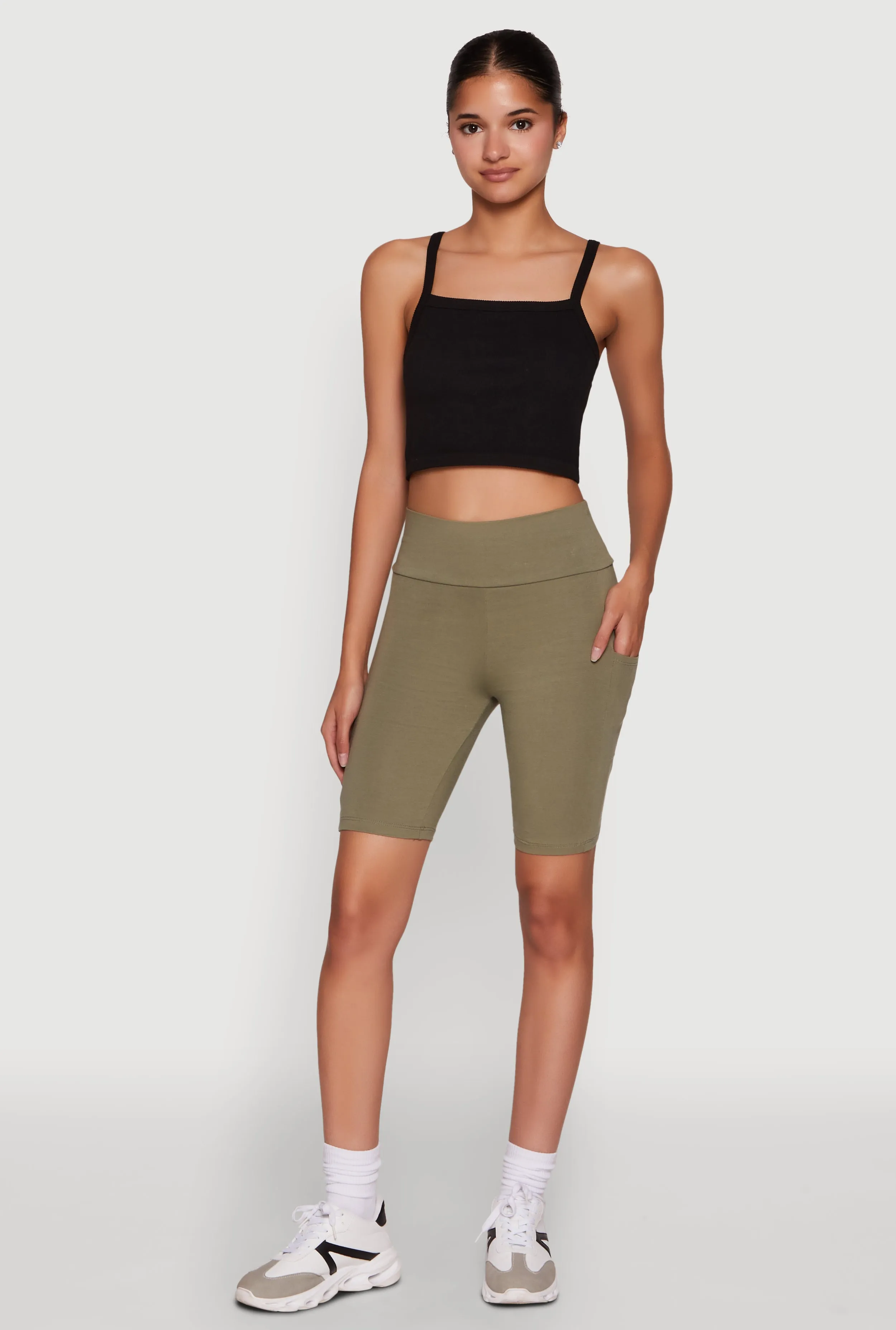 High Waisted Side Pocket Biker Shorts sold by Rainbow product image thumbnail 2