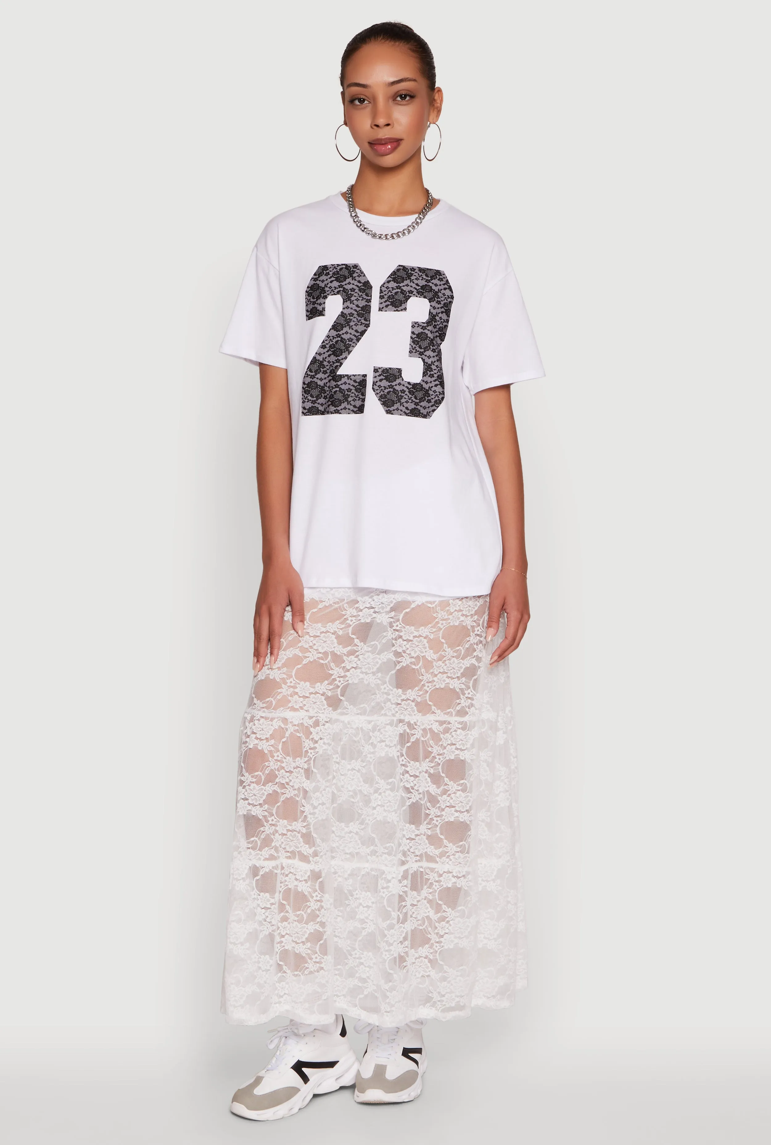 Chic High Waisted Maxi Tiered Lace Skirt sold by Rainbow product image thumbnail 2