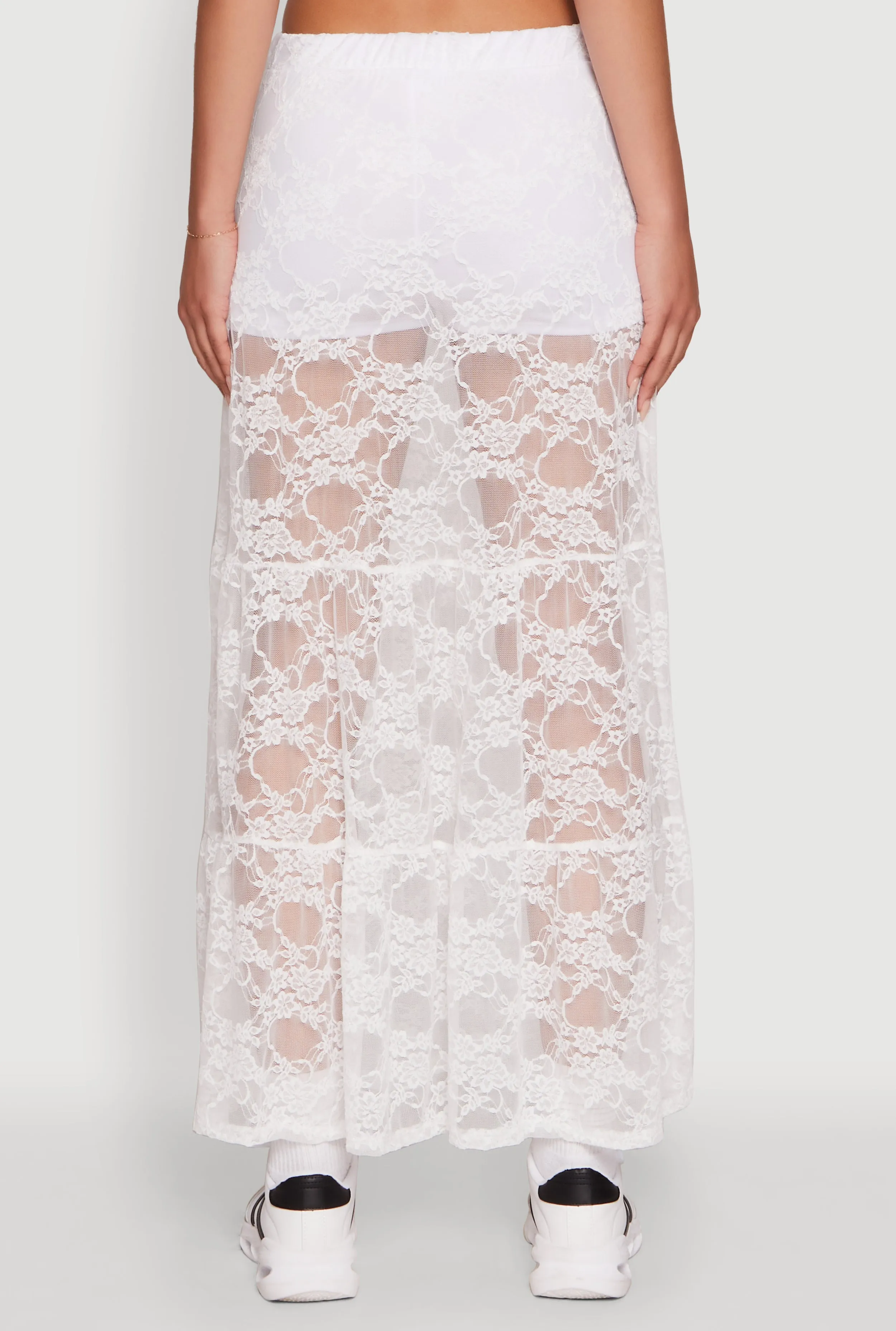 Chic High Waisted Maxi Tiered Lace Skirt sold by Rainbow product image thumbnail 5