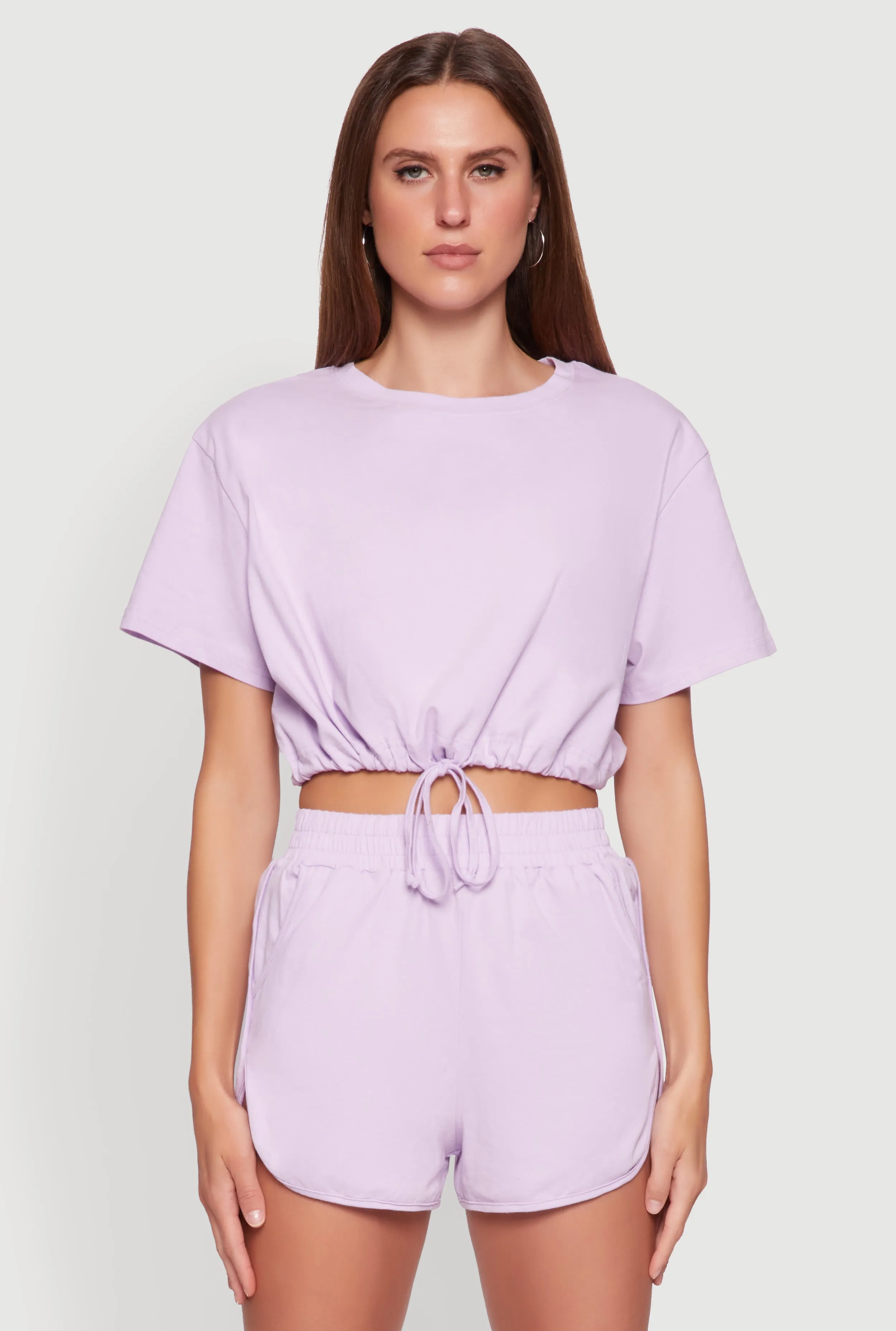 Daisy Short Sleeve Drawstring Hem Crop Top sold by Rainbow