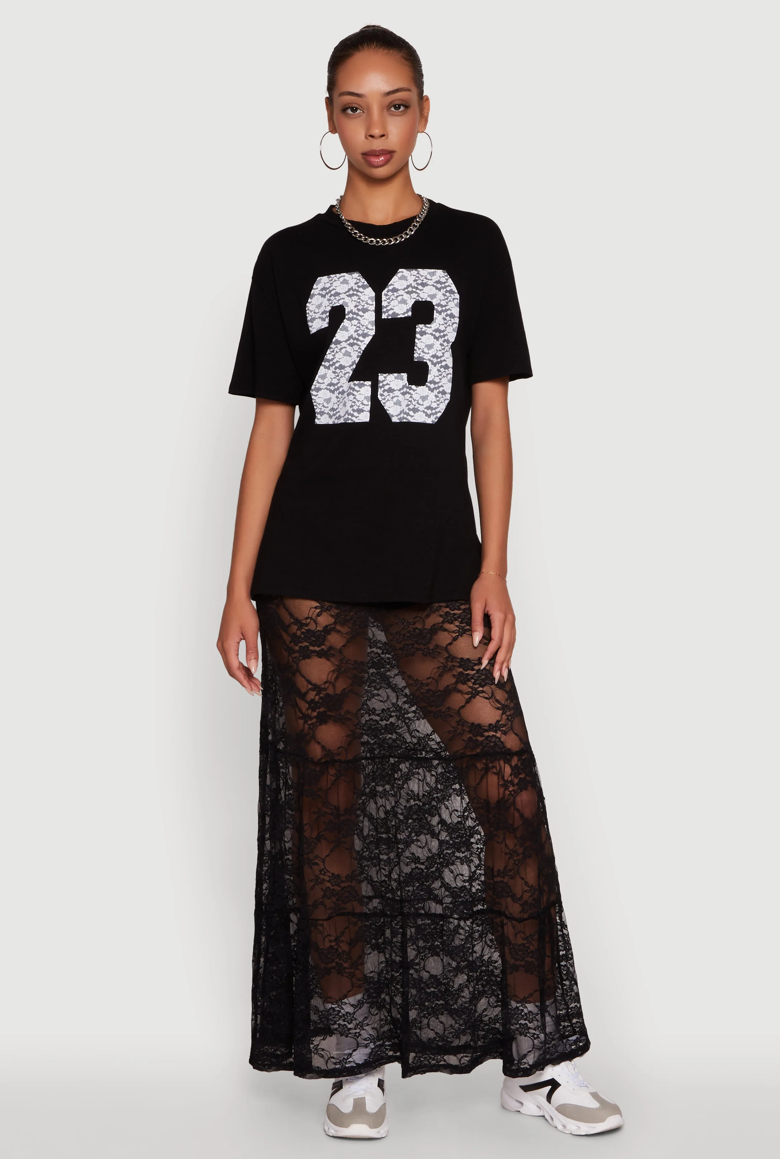 Chic High Waisted Maxi Tiered Lace Skirt sold by Rainbow product image thumbnail 2