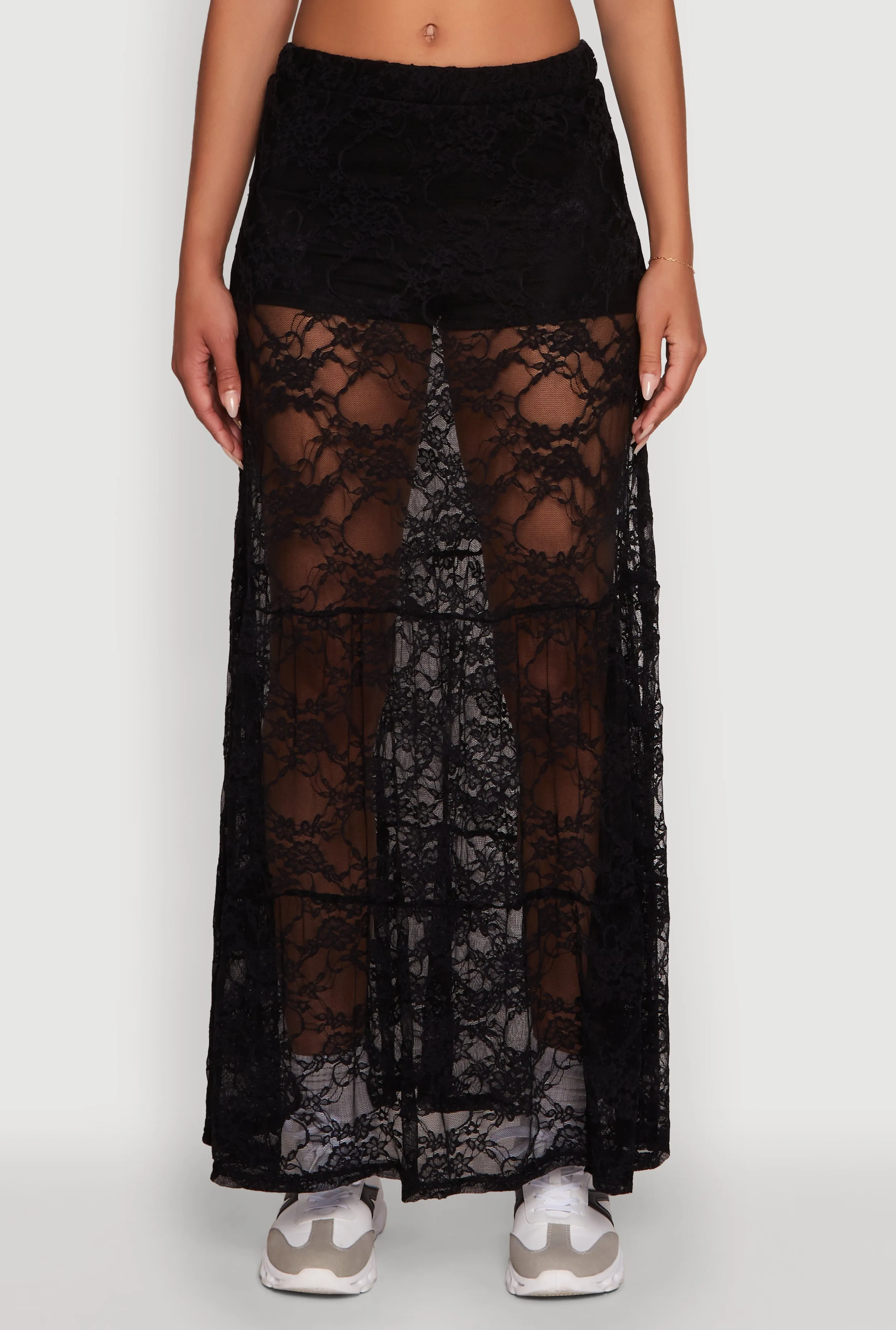 Chic High Waisted Maxi Tiered Lace Skirt sold by Rainbow product image thumbnail 3