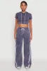 Daisy Mineral Wash Varsity Stripe Hooded Crop Top sold by Rainbow