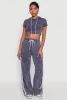 Daisy Mineral Wash Varsity Stripe Hooded Crop Top sold by Rainbow