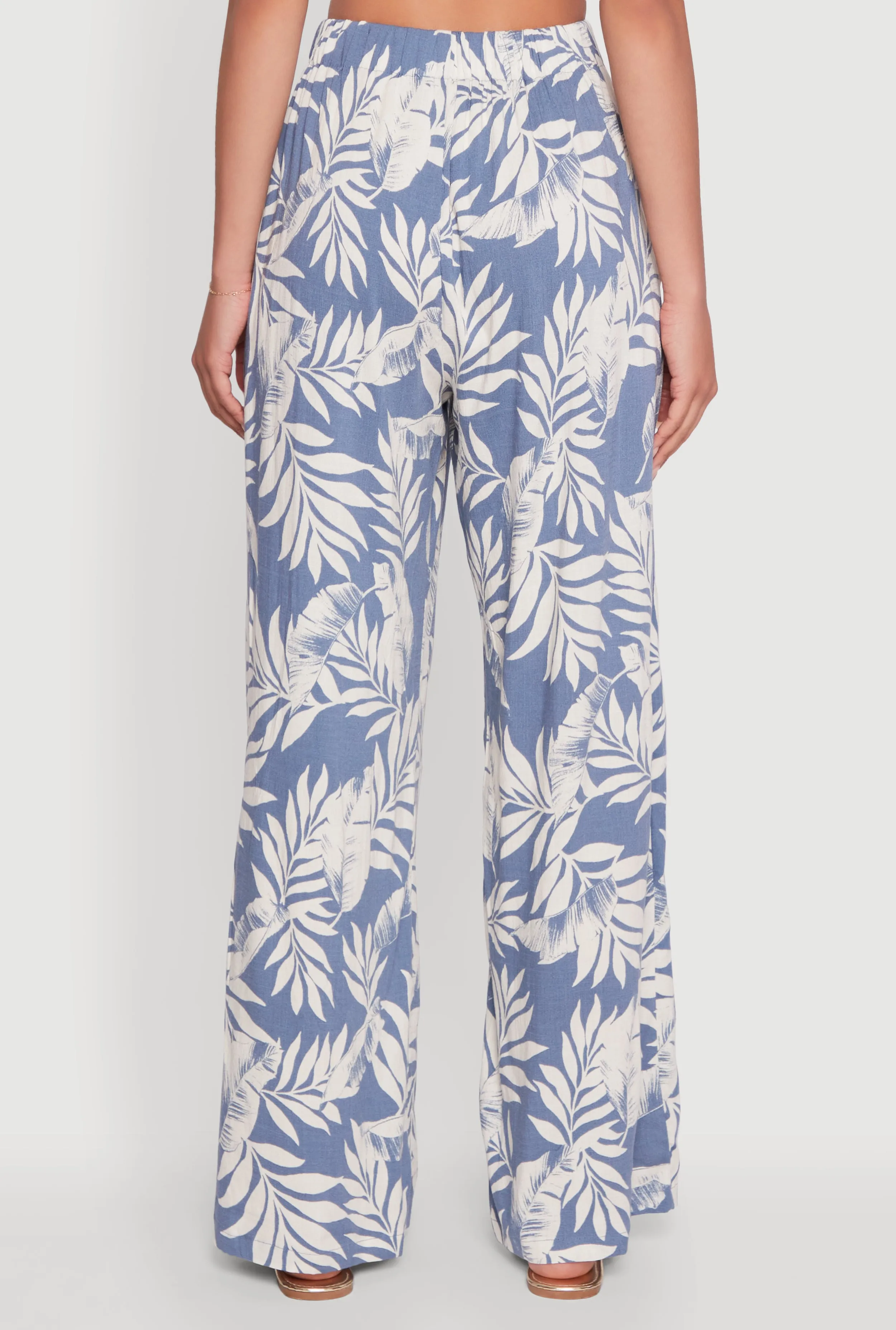 Iris Tropical Leaf Print High Waisted Palazzo Pants sold by Rainbow product image thumbnail 4