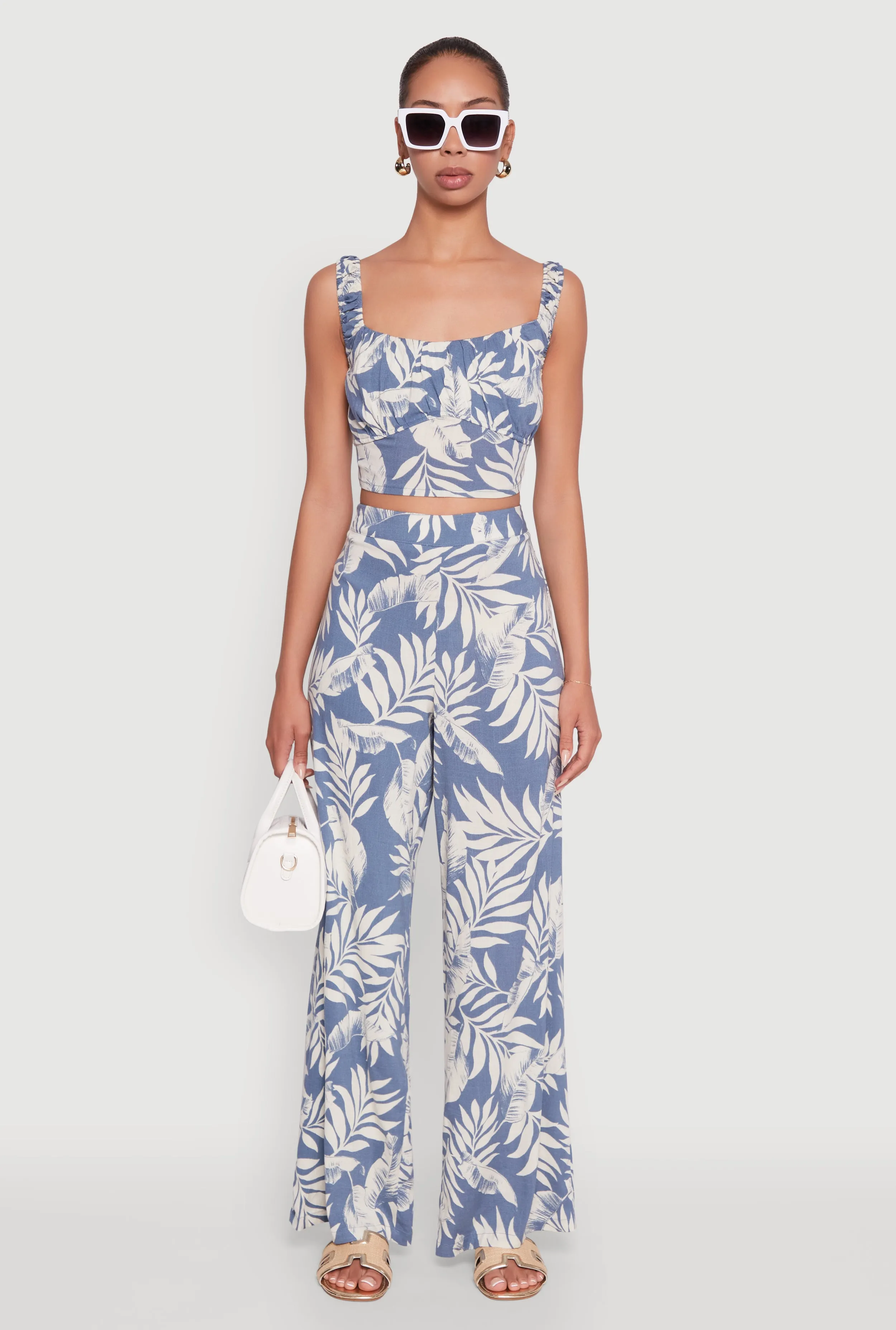 Iris Tropical Leaf Print High Waisted Palazzo Pants sold by Rainbow product image thumbnail 2