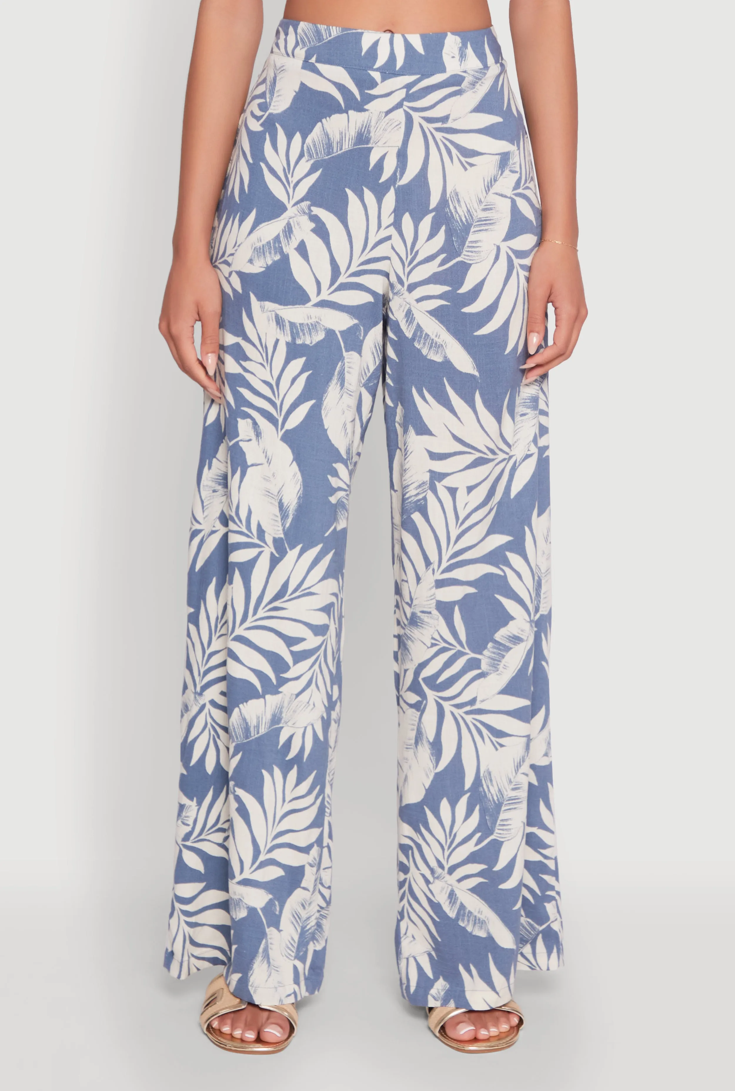 Iris Tropical Leaf Print High Waisted Palazzo Pants sold by Rainbow product image thumbnail 5