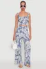 Iris Tropical Leaf Print High Waisted Palazzo Pants sold by Rainbow