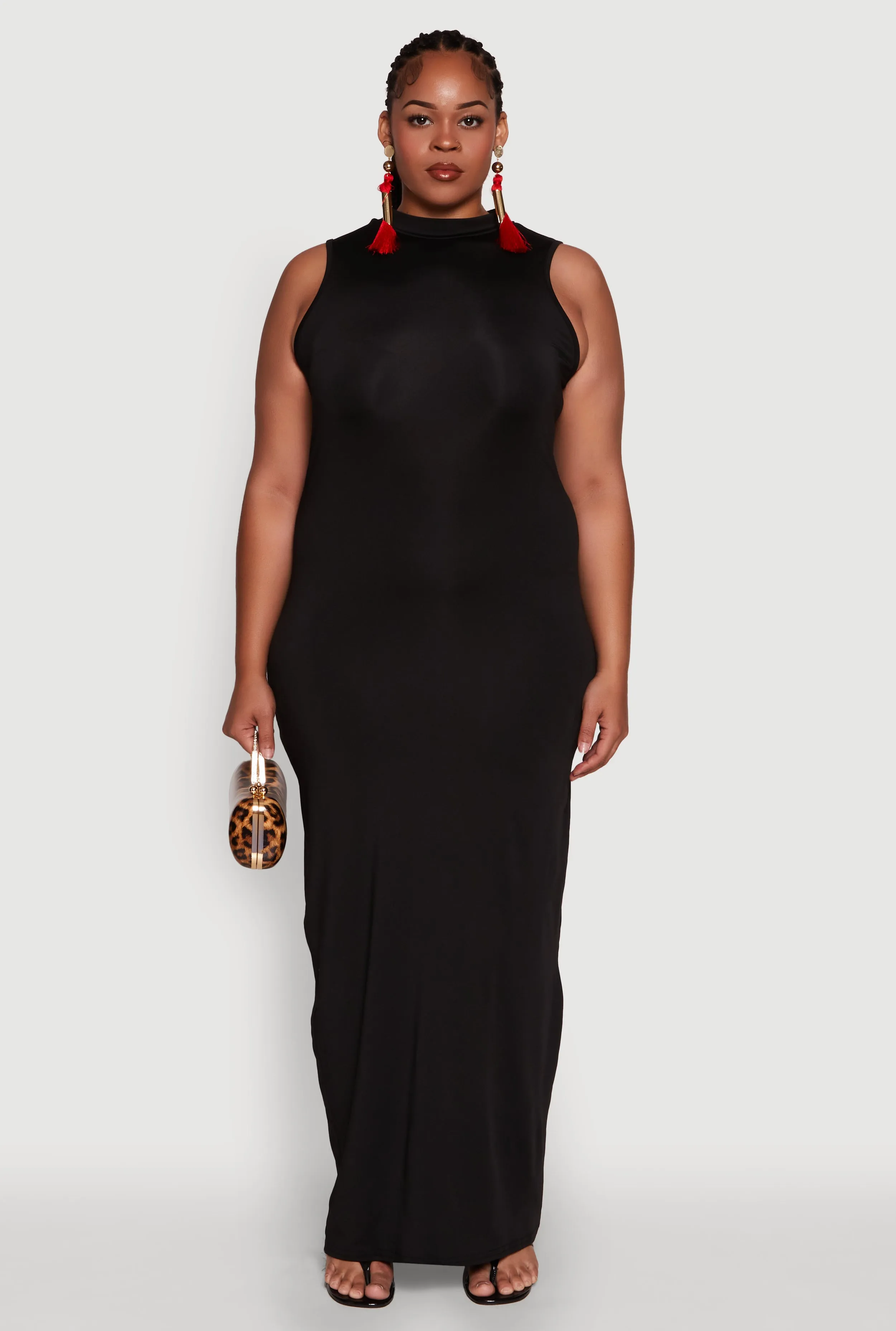 Plus Size Daisy Sleeveless Mock Neck Maxi Dress with Slit Back sold by Rainbow product image thumbnail 2