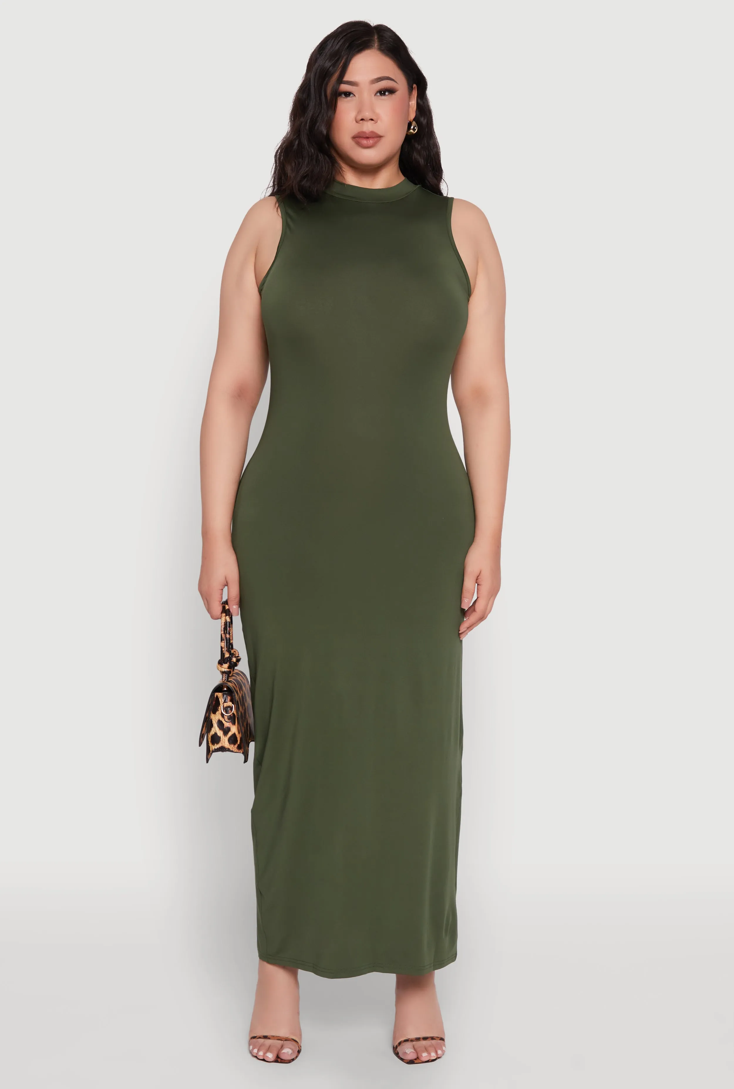 Plus Size Daisy Sleeveless Mock Neck Maxi Dress with Slit Back sold by Rainbow product image thumbnail 2