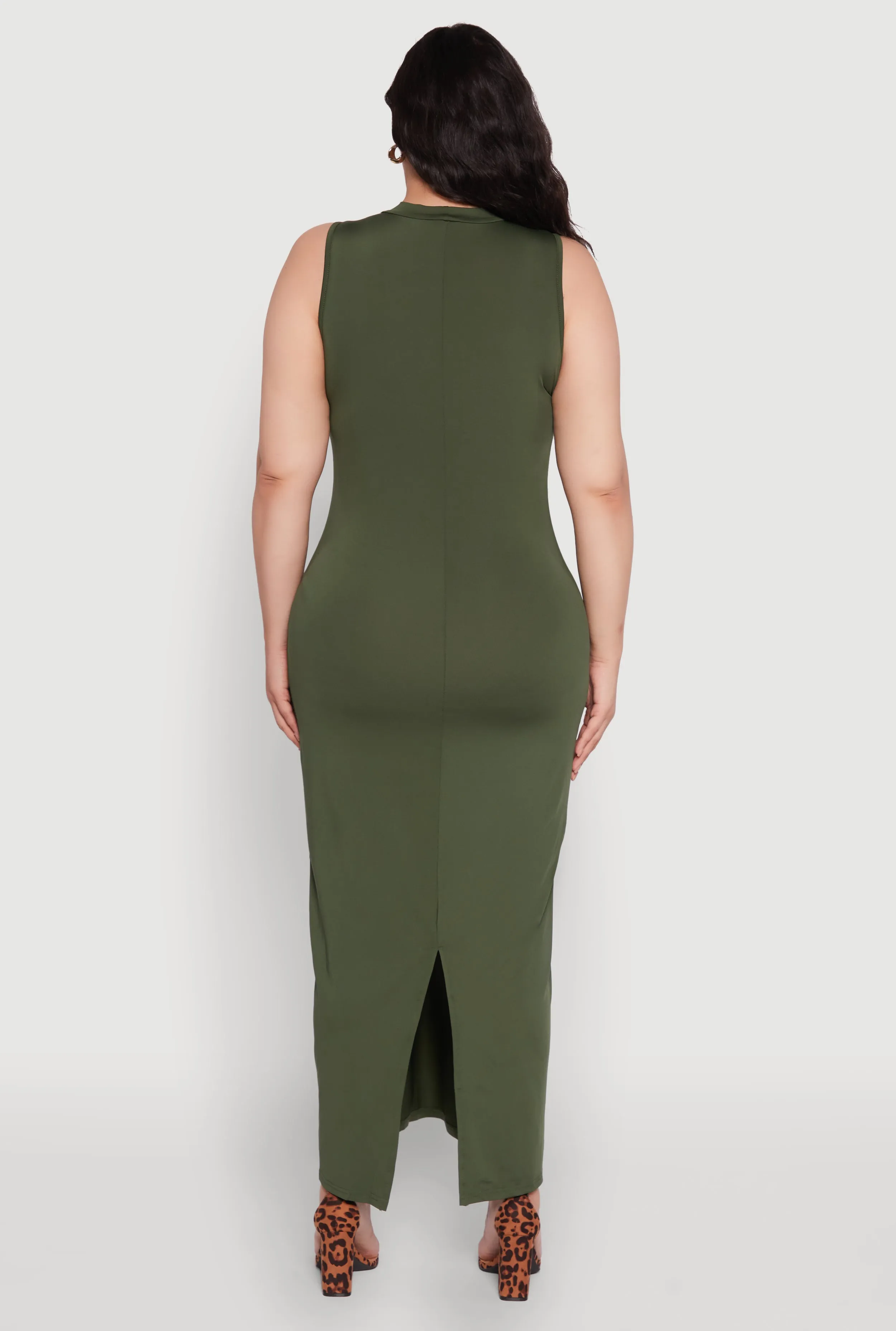 Plus Size Daisy Sleeveless Mock Neck Maxi Dress with Slit Back sold by Rainbow product image thumbnail 5