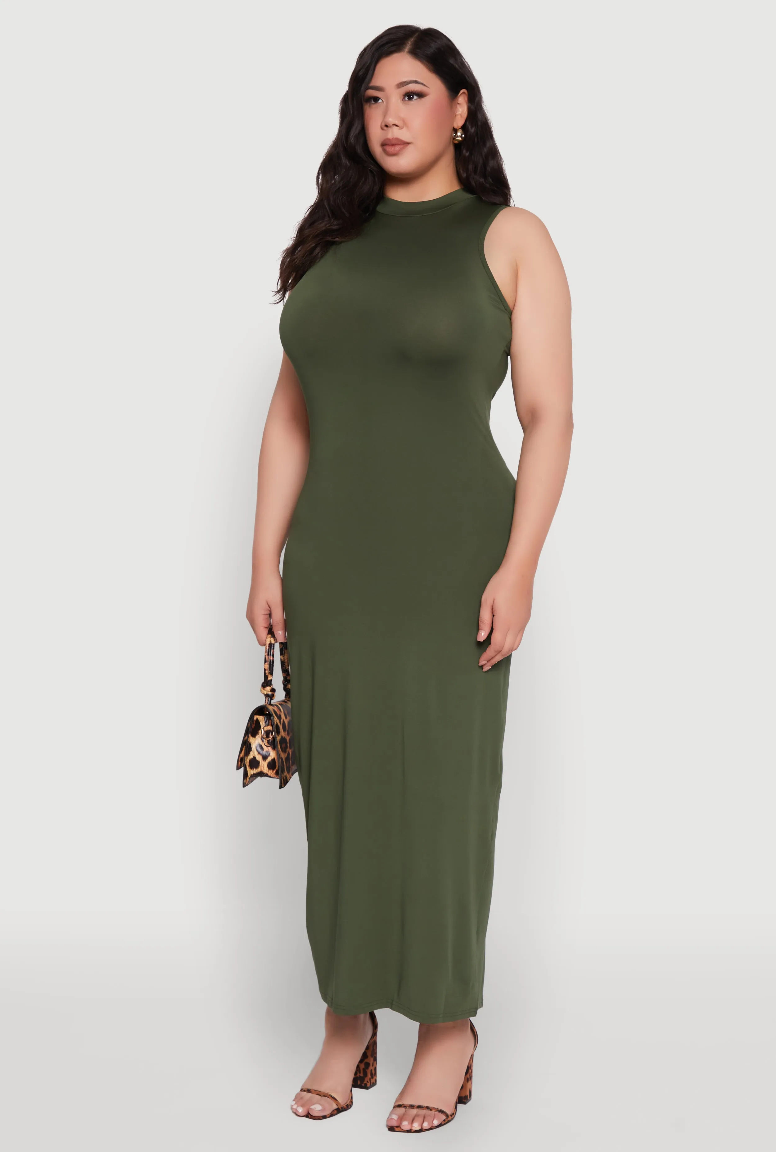 Plus Size Daisy Sleeveless Mock Neck Maxi Dress with Slit Back sold by Rainbow product image thumbnail 3