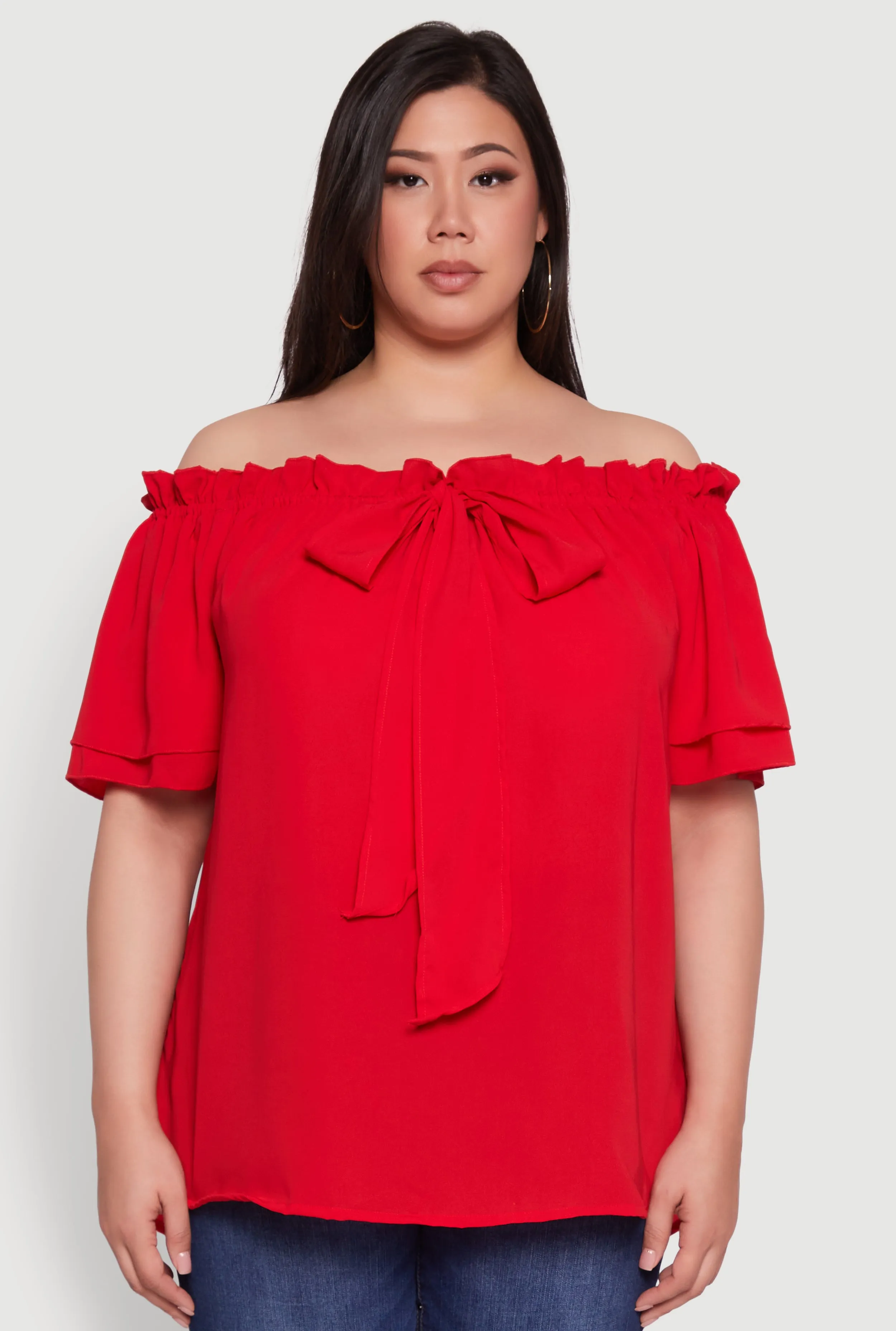 Plus Size Stylish Off the Shoulder Tiered Sleeve Blouse sold by Rainbow product image thumbnail 2
