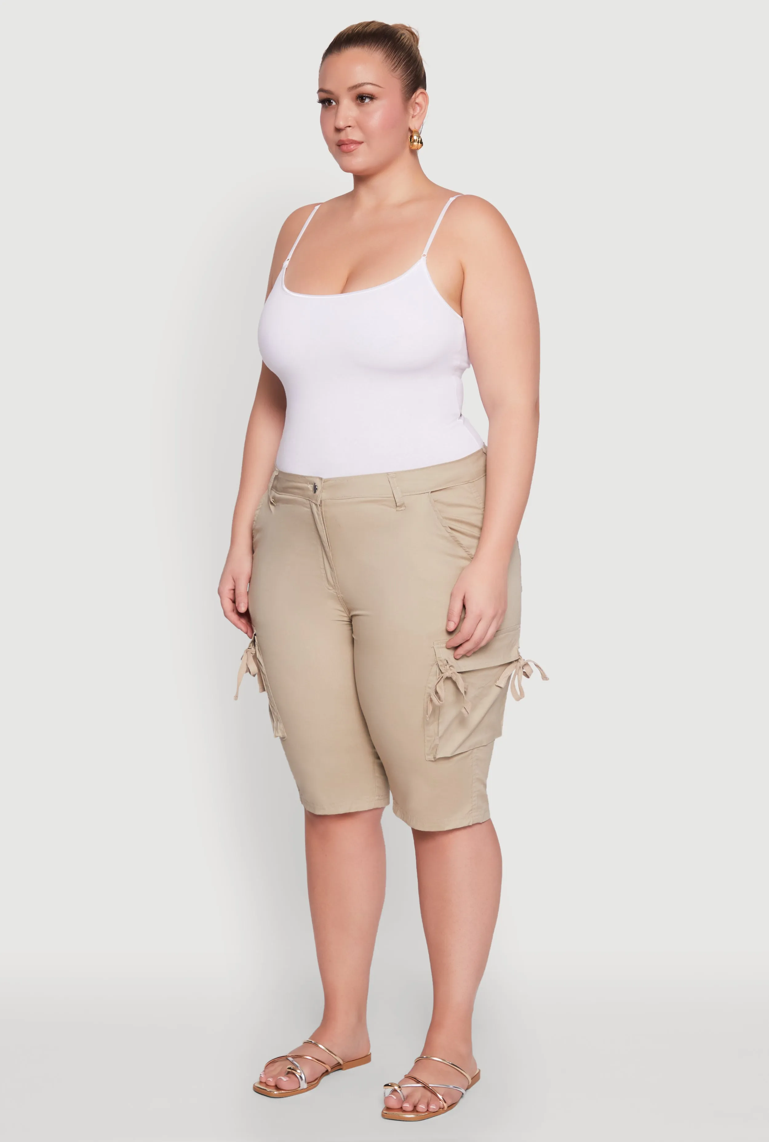 Plus Size Tie Cargo Pocket Bermuda Shorts sold by Rainbow product image thumbnail 3