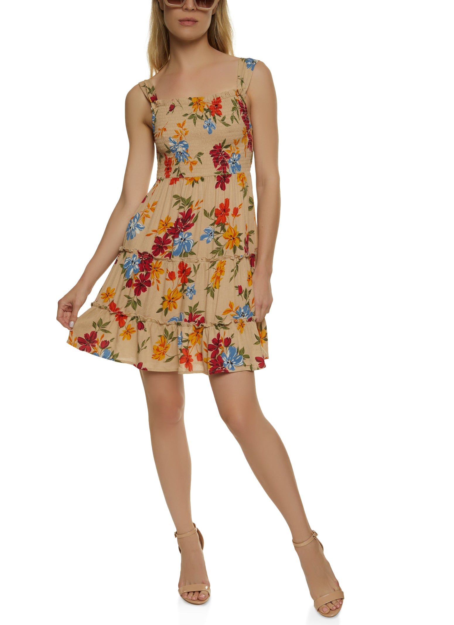 Floral Print Smocked Tiered Sundress sold by Rainbow product image thumbnail 2
