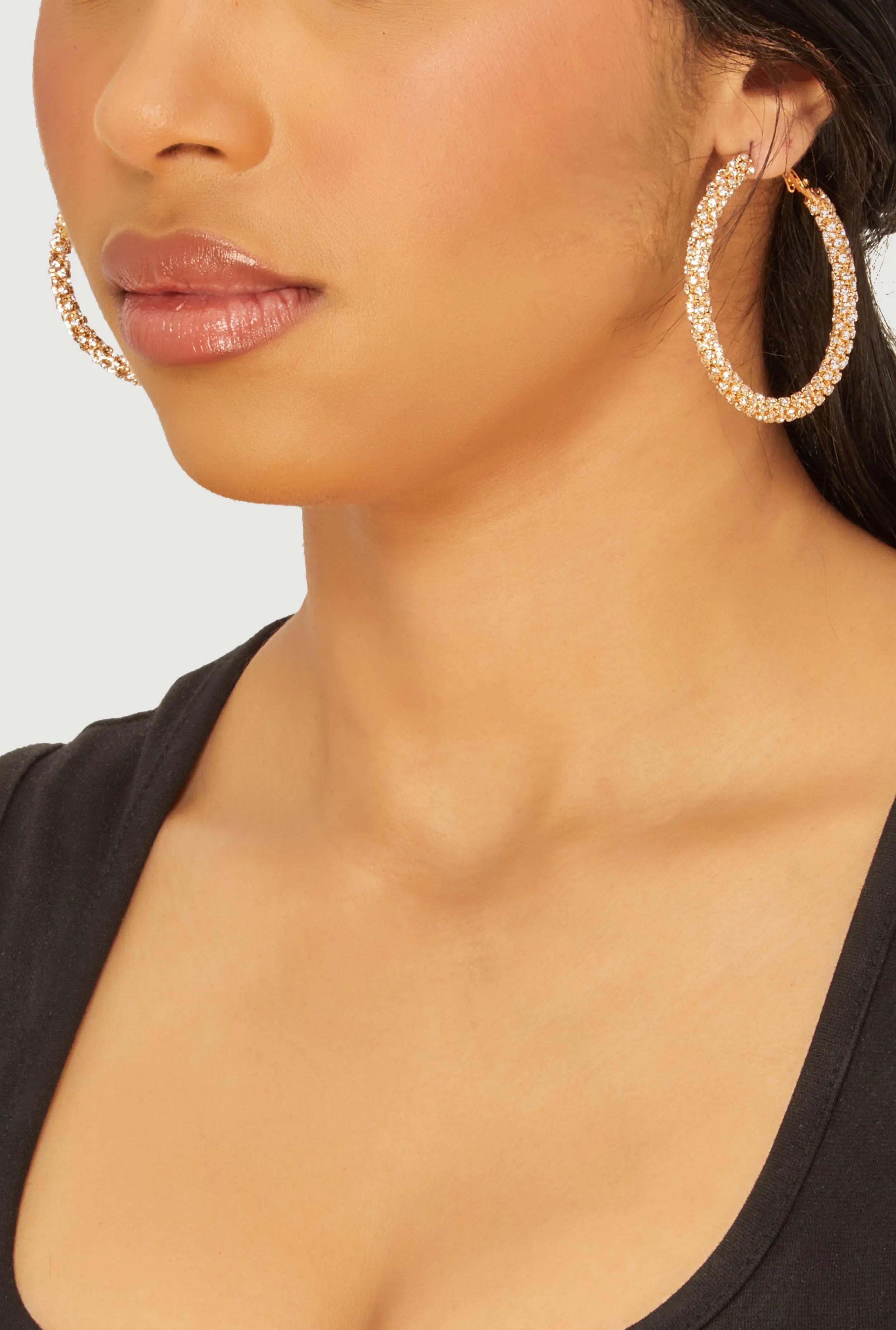 Stylish Rhinestone Hoop Earrings sold by Rainbow product image thumbnail 2