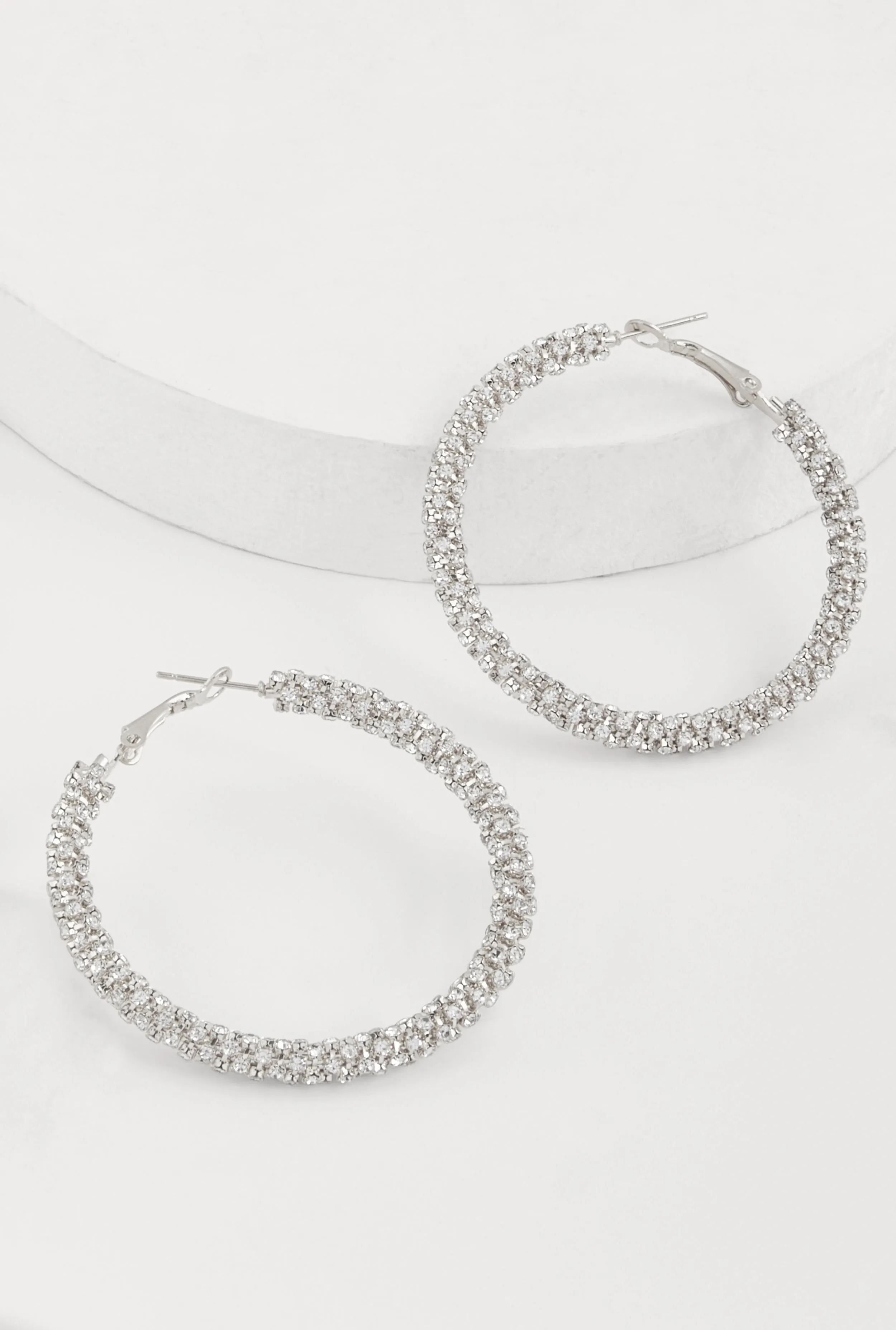 Stylish Rhinestone Hoop Earrings sold by Rainbow