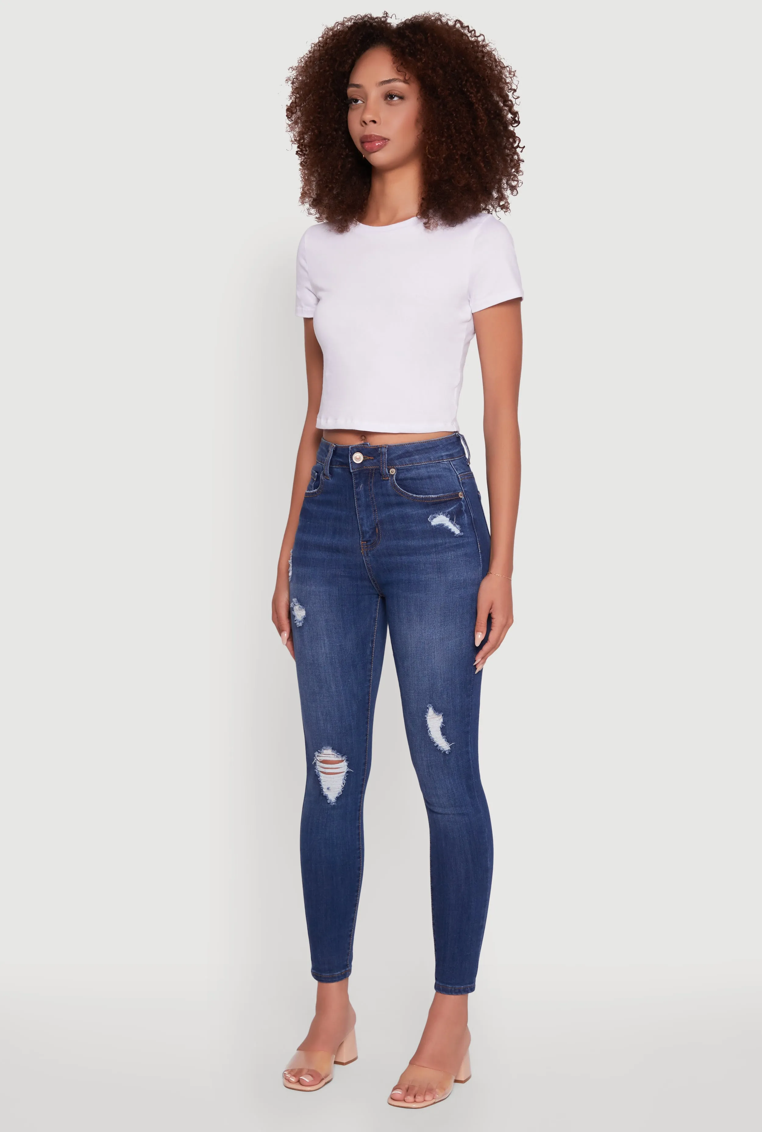 WAX High Waisted Distressed Stretch Skinny Jeans sold by Rainbow product image thumbnail 3