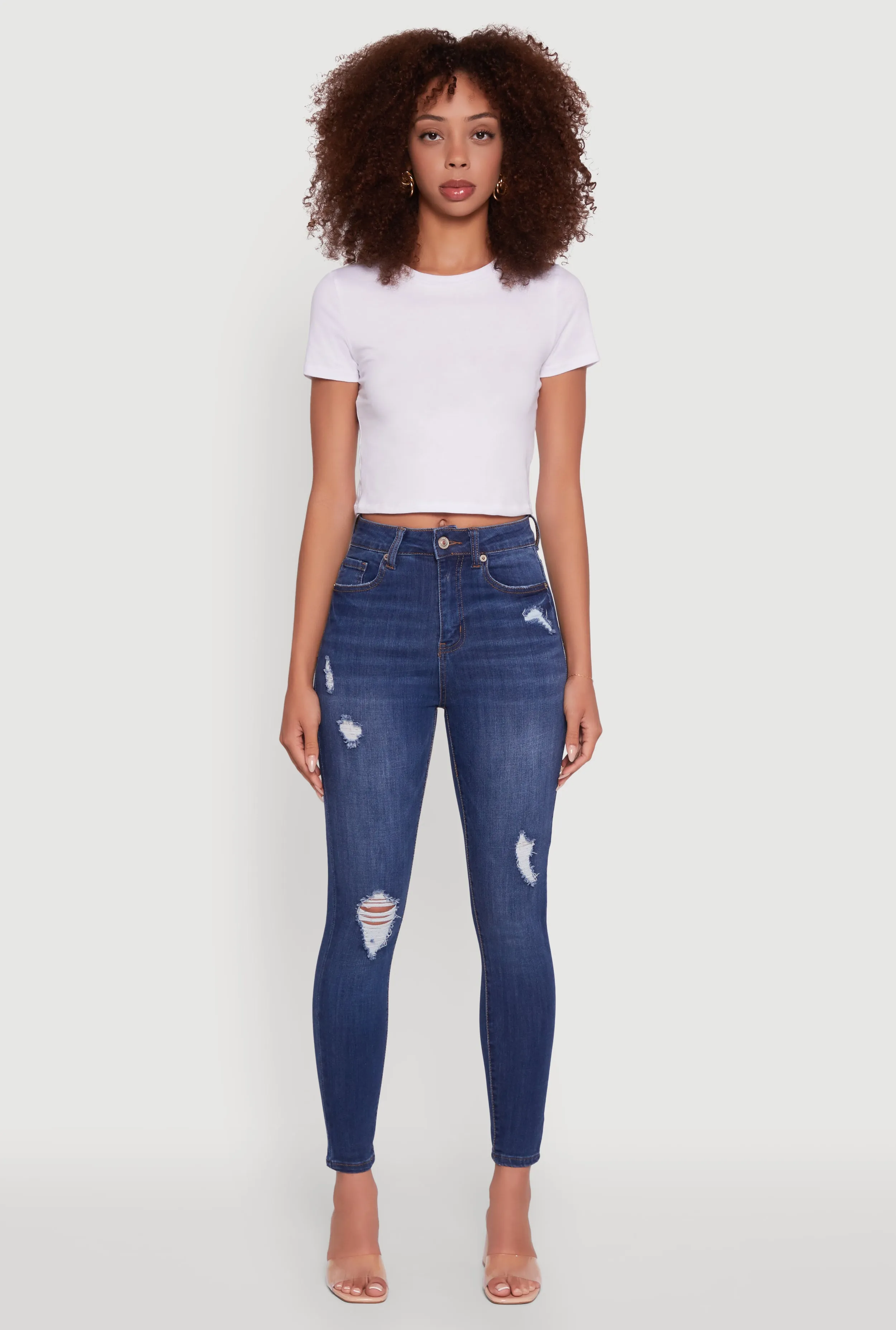 WAX High Waisted Distressed Stretch Skinny Jeans sold by Rainbow product image thumbnail 2