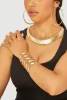 Trendy Metallic Hoop Earrings and Chocker with Cuff Bracelet 3-Piece Set sold by Rainbow