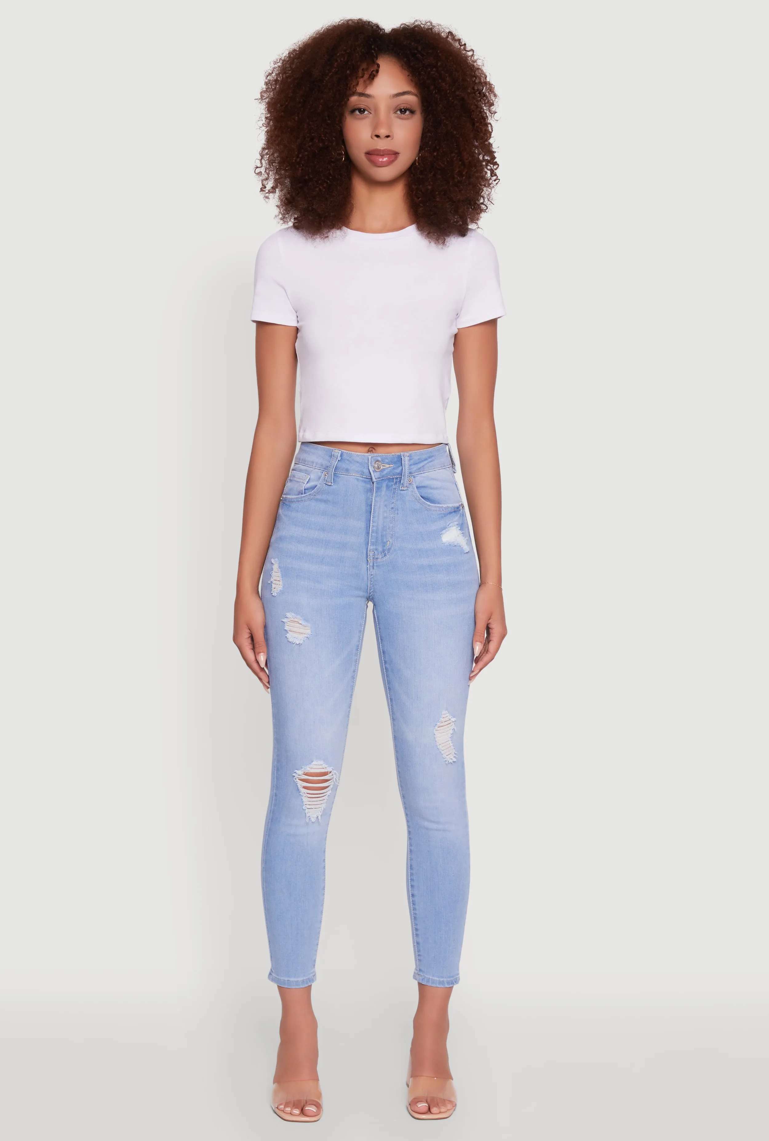 WAX High Waisted Distressed Stretch Skinny Jeans sold by Rainbow product image thumbnail 2