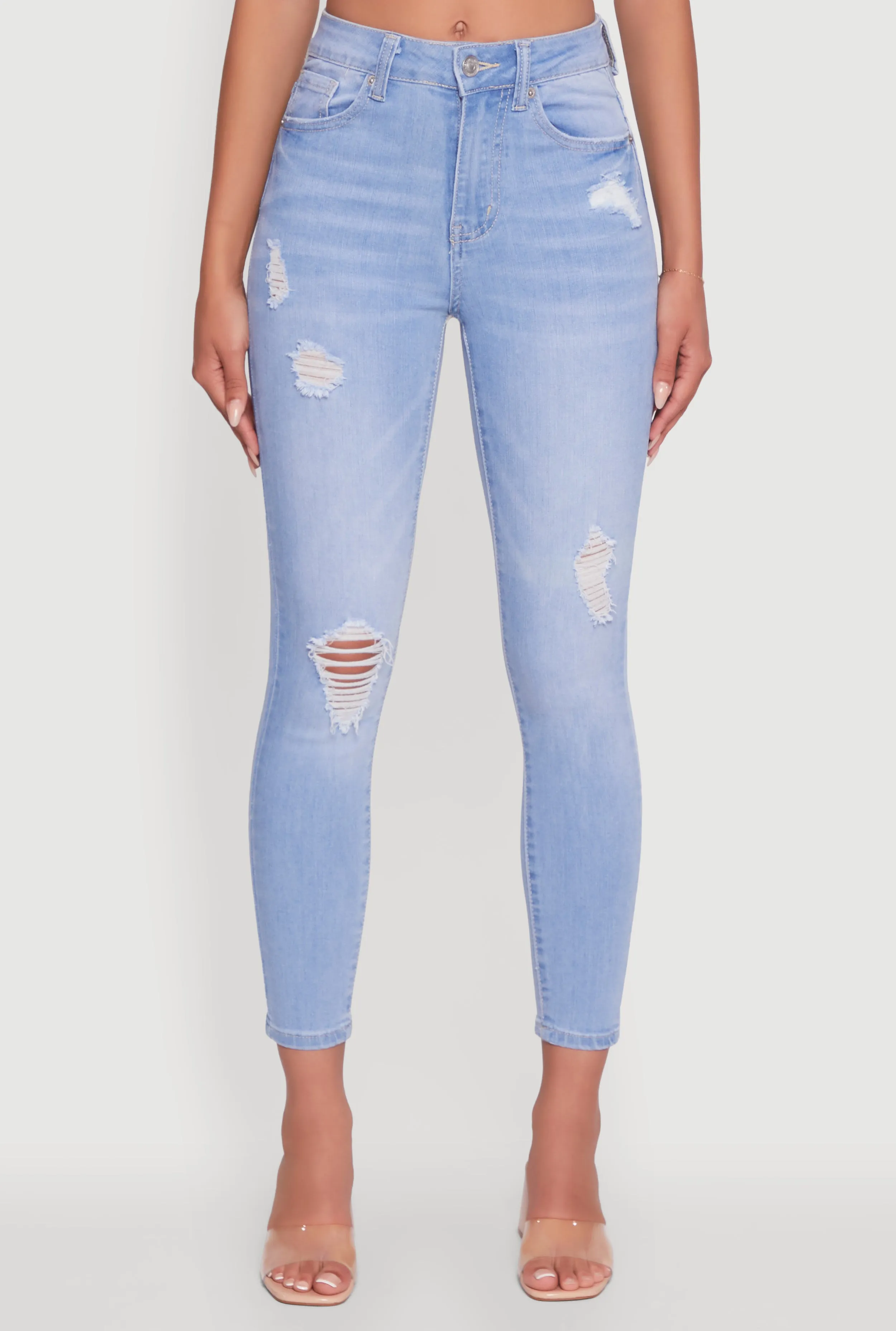 WAX High Waisted Distressed Stretch Skinny Jeans sold by Rainbow product image thumbnail 5