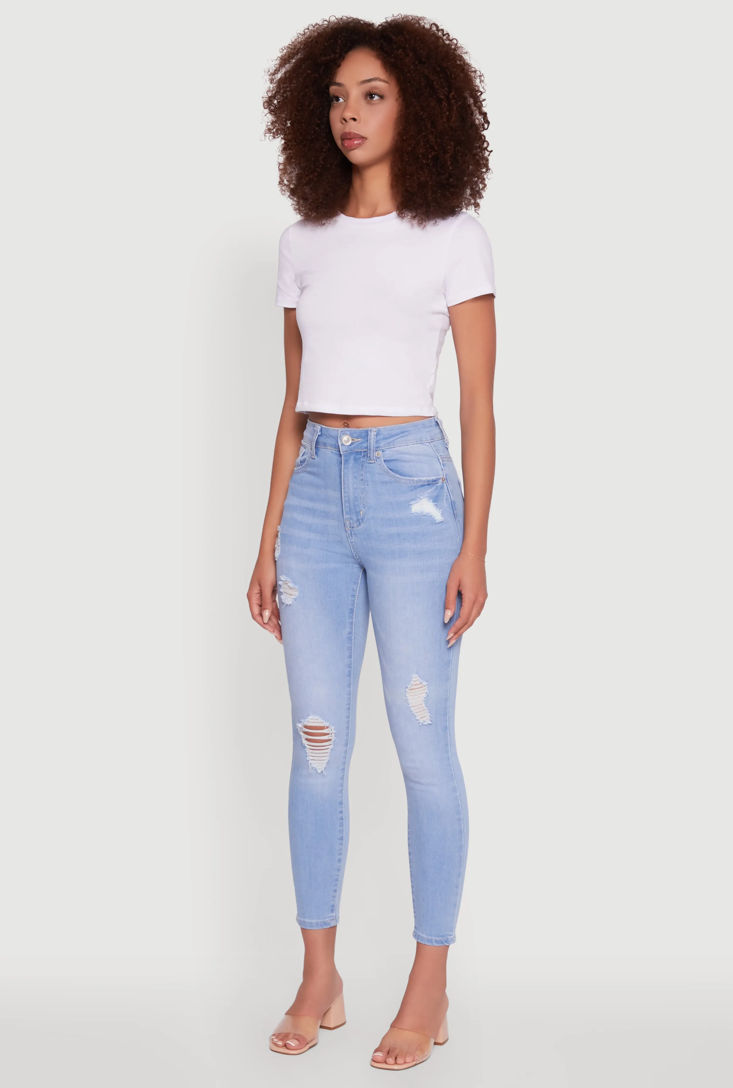 WAX High Waisted Distressed Stretch Skinny Jeans sold by Rainbow product image thumbnail 3