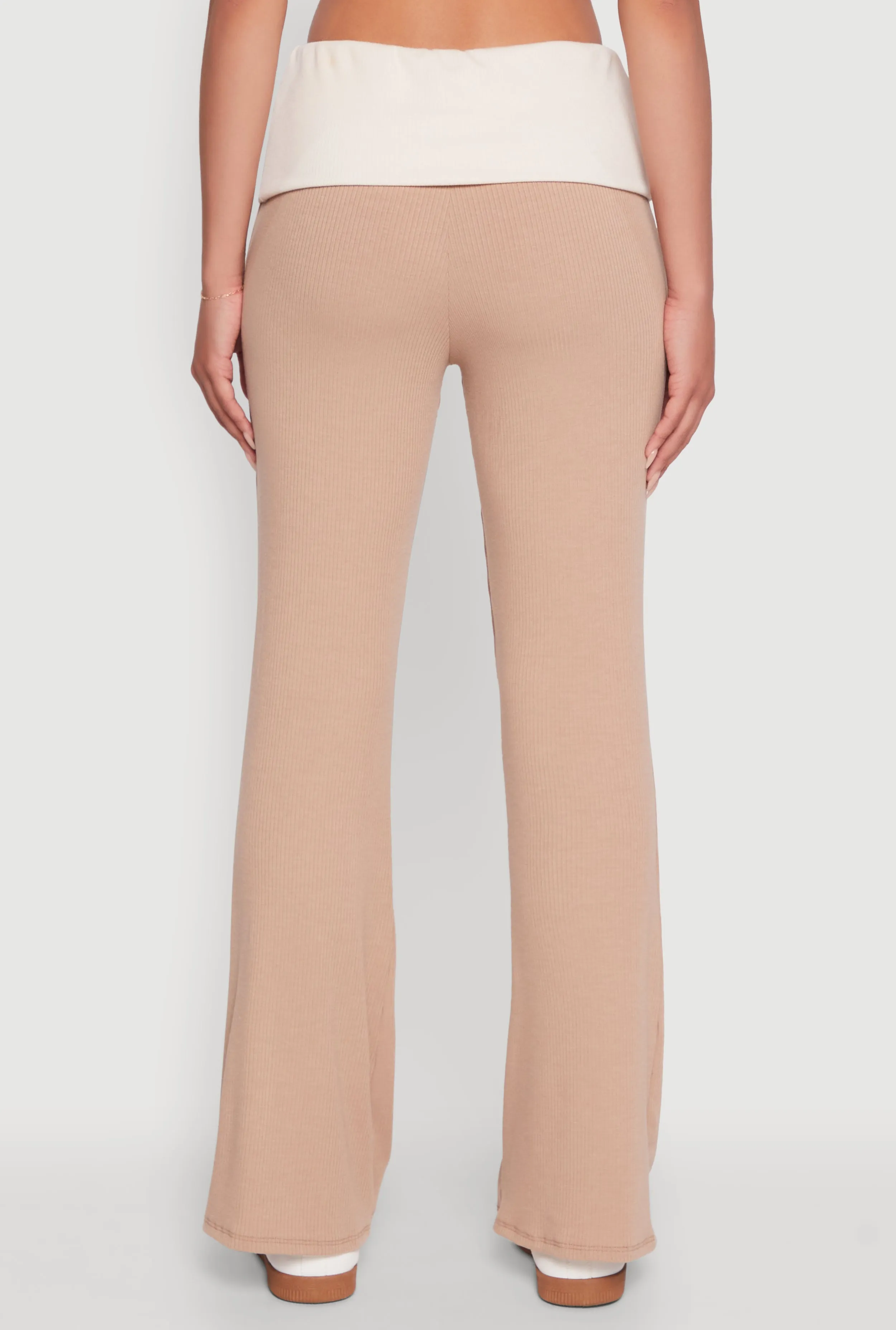 Stylish Rib Knit Contrast Fold Over Bootcut Pants sold by Rainbow product image thumbnail 5