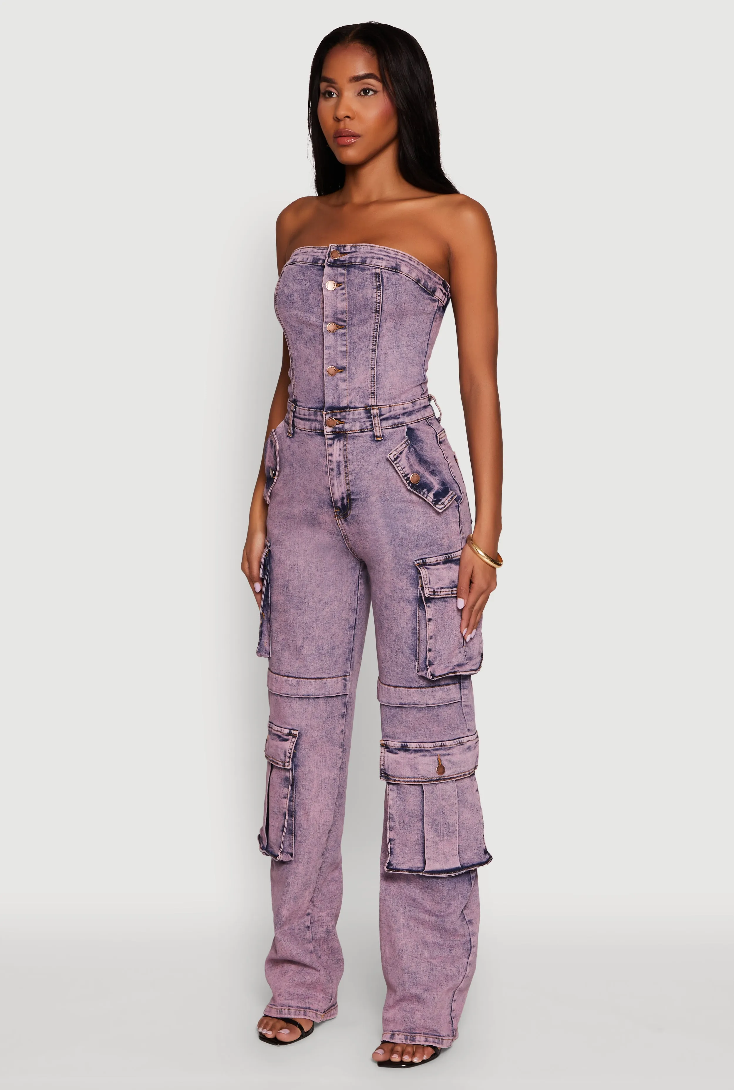 Daisy Mineral Wash Denim Jumpsuit with Cargo Pockets sold by Rainbow product image thumbnail 3