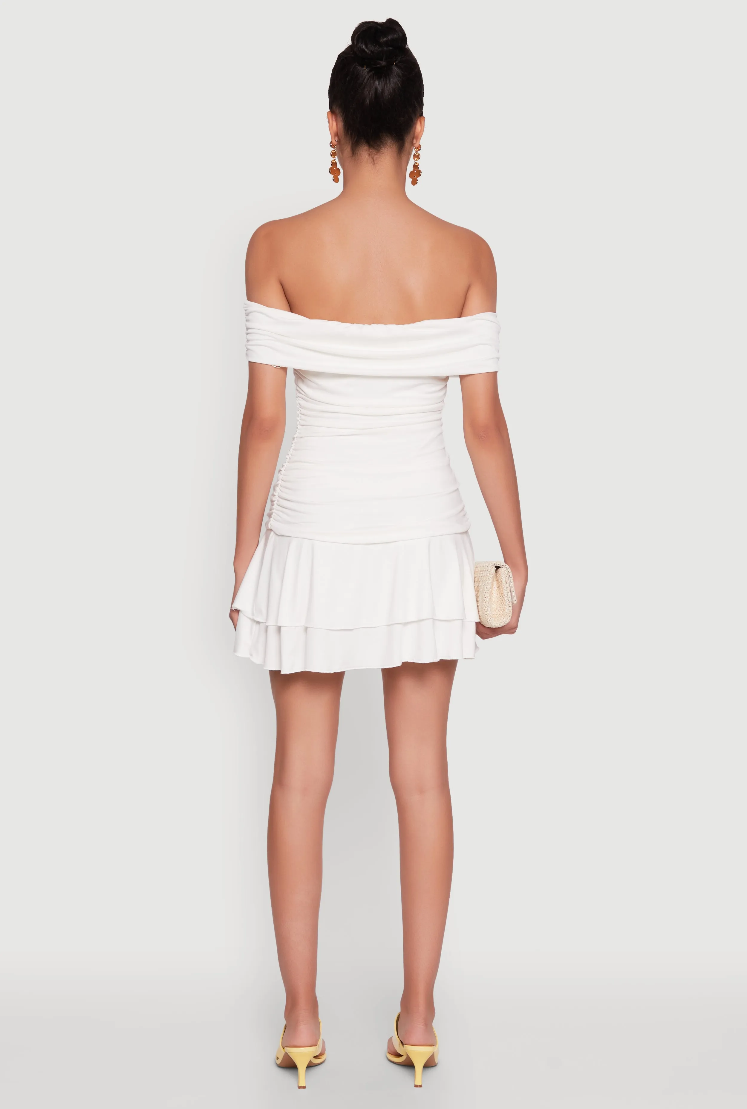 Off the Shoulder Ruched Tiered Bodycon Dress sold by Rainbow product image thumbnail 5