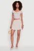 Gingham Lace Trim Tiered Mini Skirt sold by Rainbow