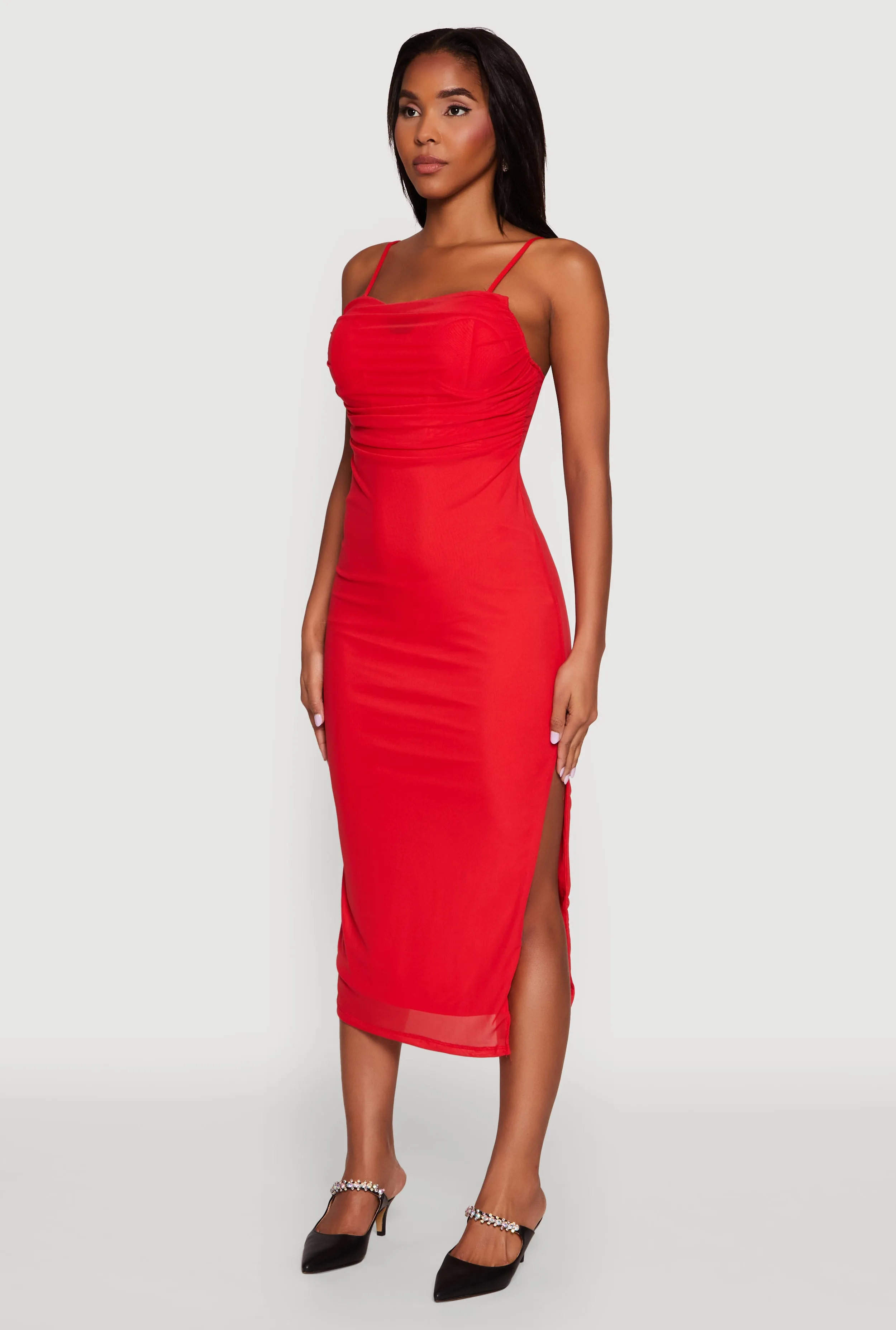 Haute Monde Mesh Overlay Side Slit Bustier Dress sold by Rainbow product image thumbnail 3