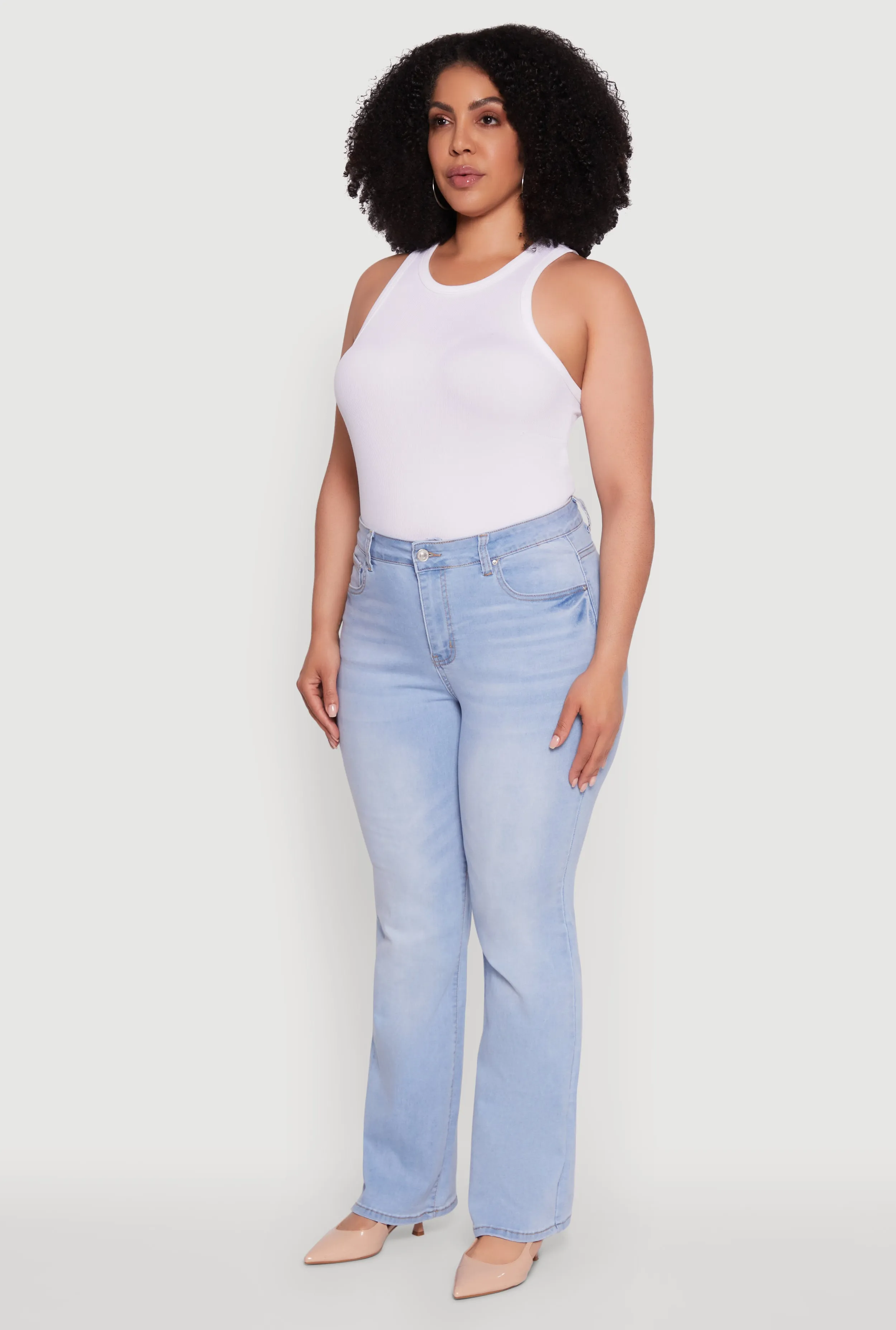 Plus Size WAX High Waisted Whiskered Slim Flared Leg Jeans sold by Rainbow product image thumbnail 3