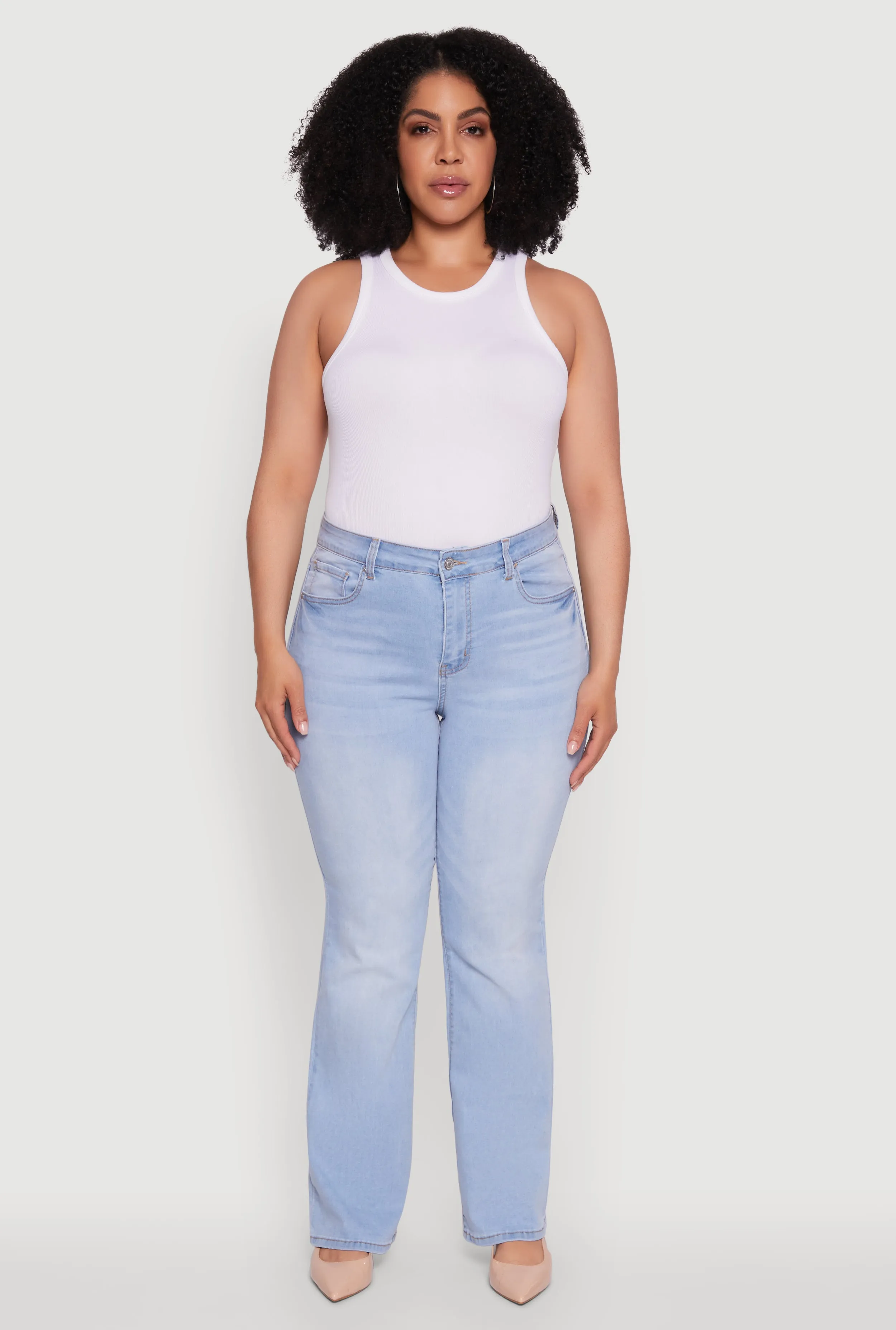 Plus Size WAX High Waisted Whiskered Slim Flared Leg Jeans sold by Rainbow product image thumbnail 2