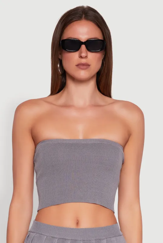 Daisy Rib Knit Cropped Tube Top sold by Rainbow