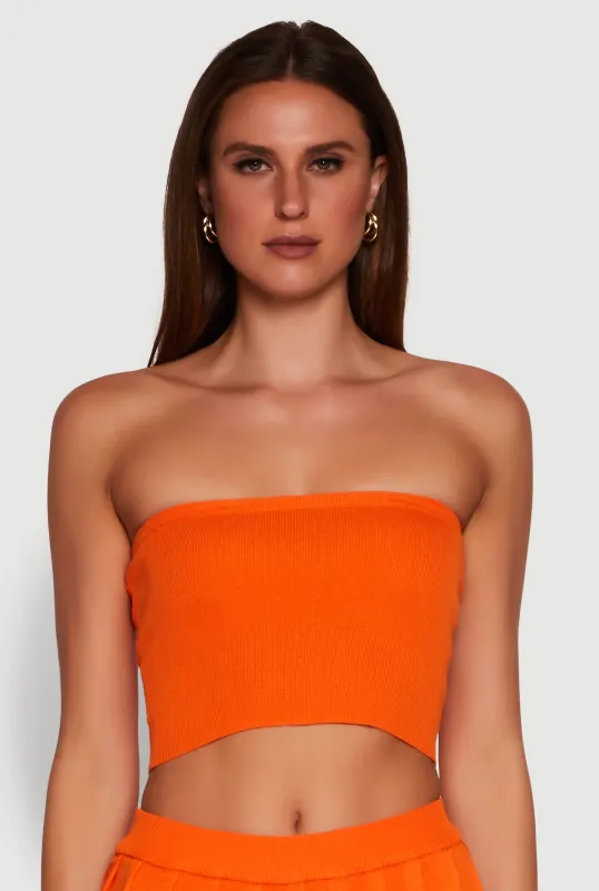 Daisy Rib Knit Cropped Tube Top sold by Rainbow