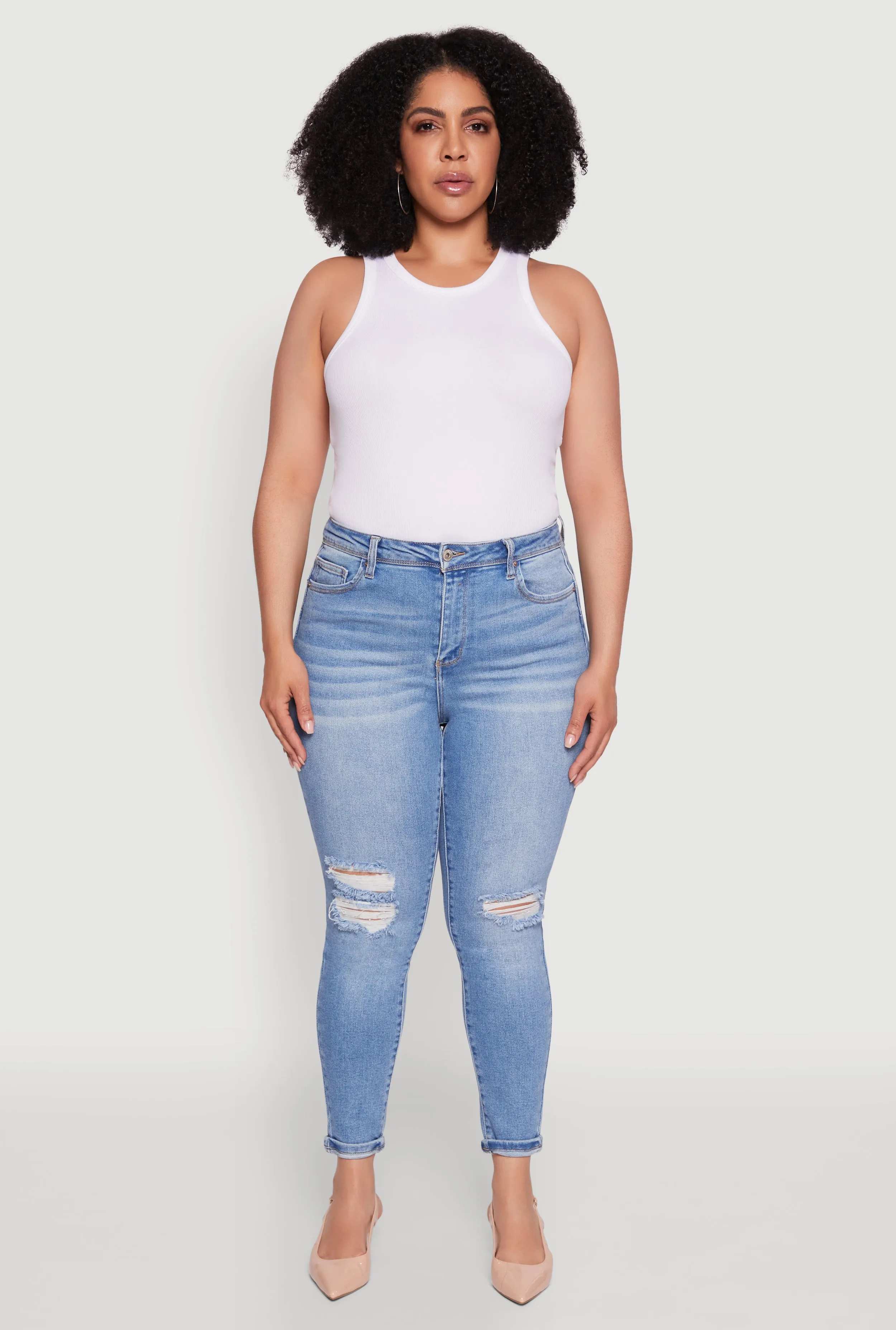 Plus Size WAX Trendy High Waisted Distressed Skinny Jeans sold by Rainbow product image thumbnail 2