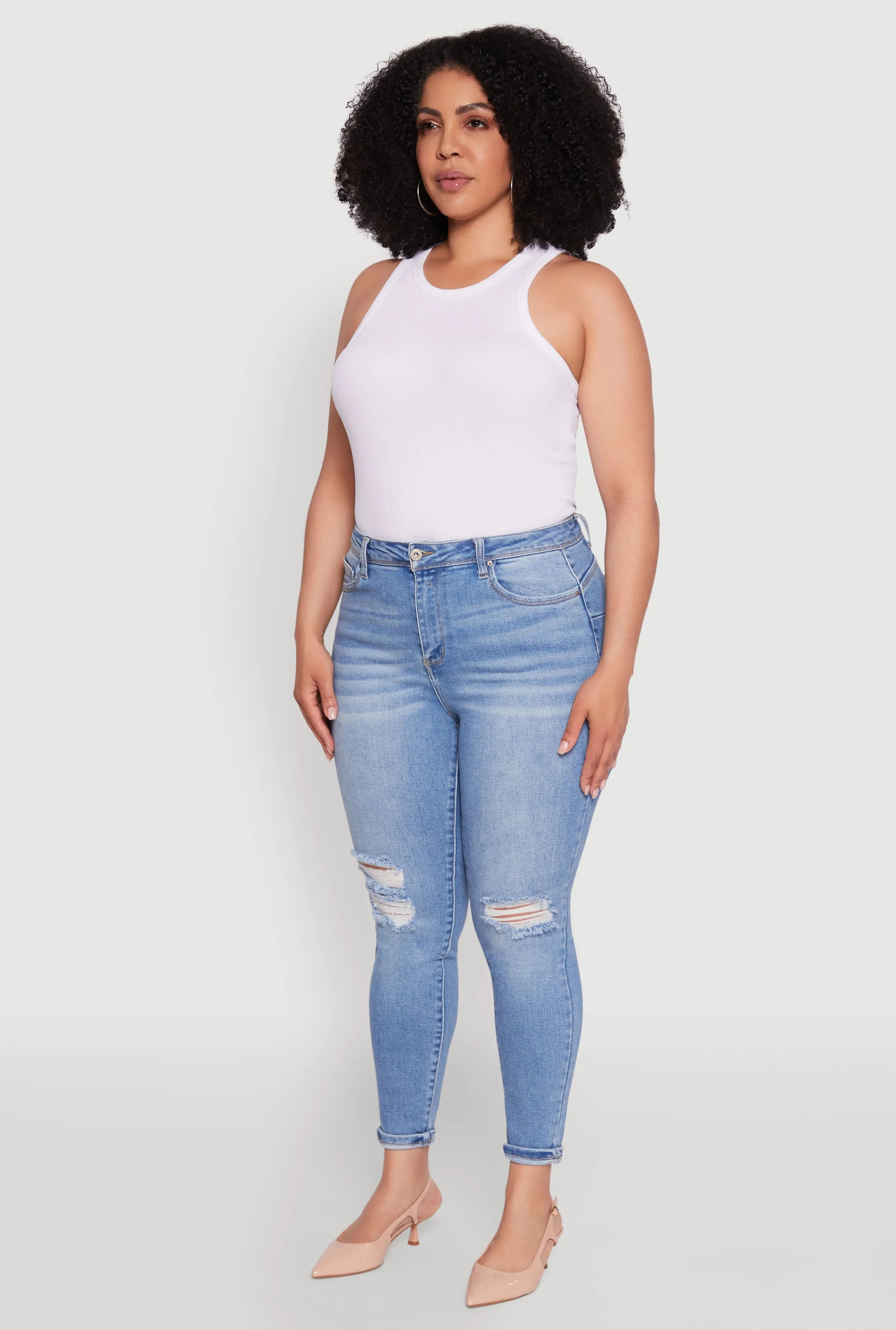 Plus Size WAX Trendy High Waisted Distressed Skinny Jeans sold by Rainbow product image thumbnail 3