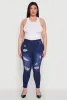 Plus Size WAX High Waisted Distressed Frayed Skinny Jeans sold by Rainbow