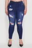 Plus Size WAX High Waisted Distressed Frayed Skinny Jeans sold by Rainbow