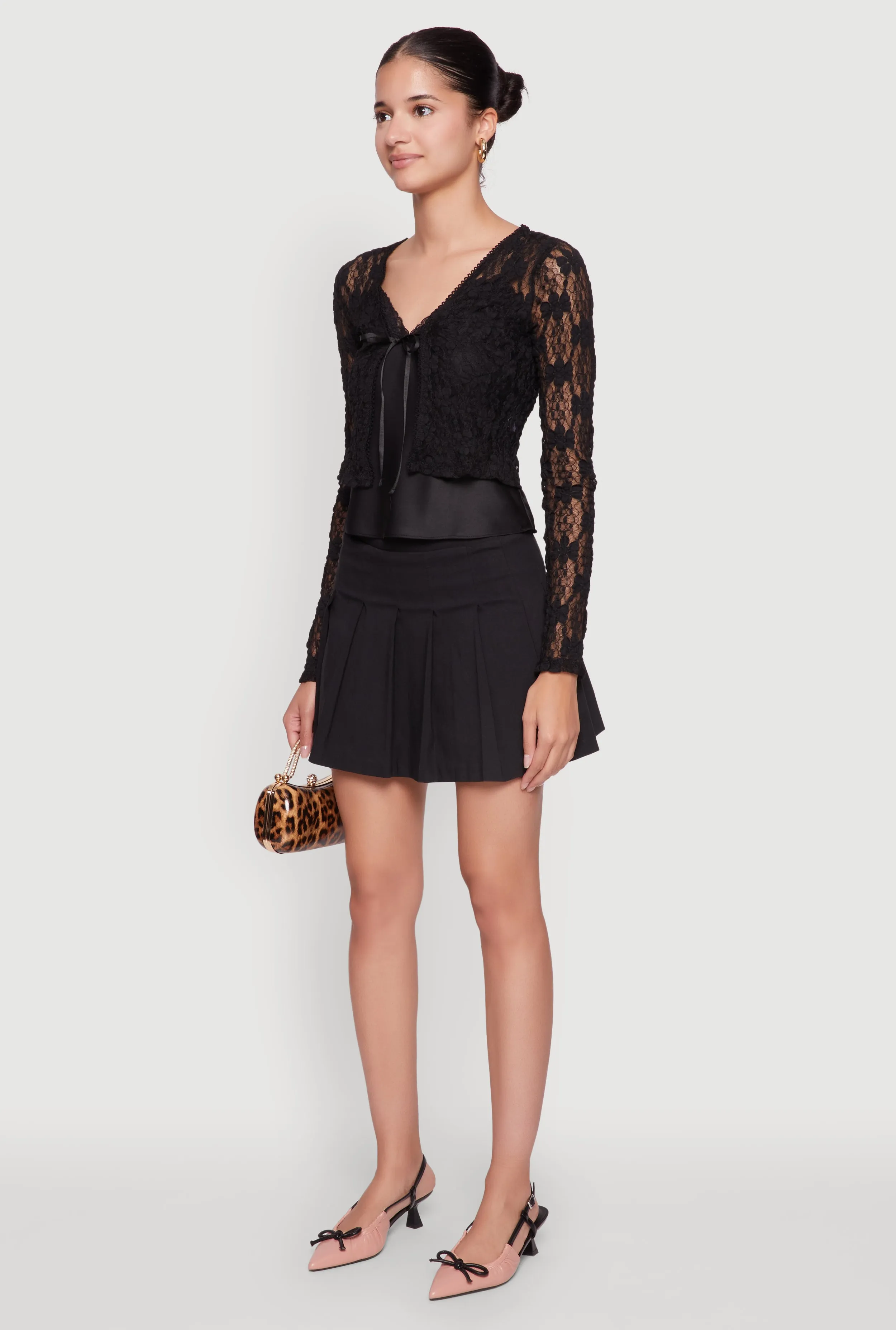 Haute Monde Floral Lace Tie Front Cardigan sold by Rainbow